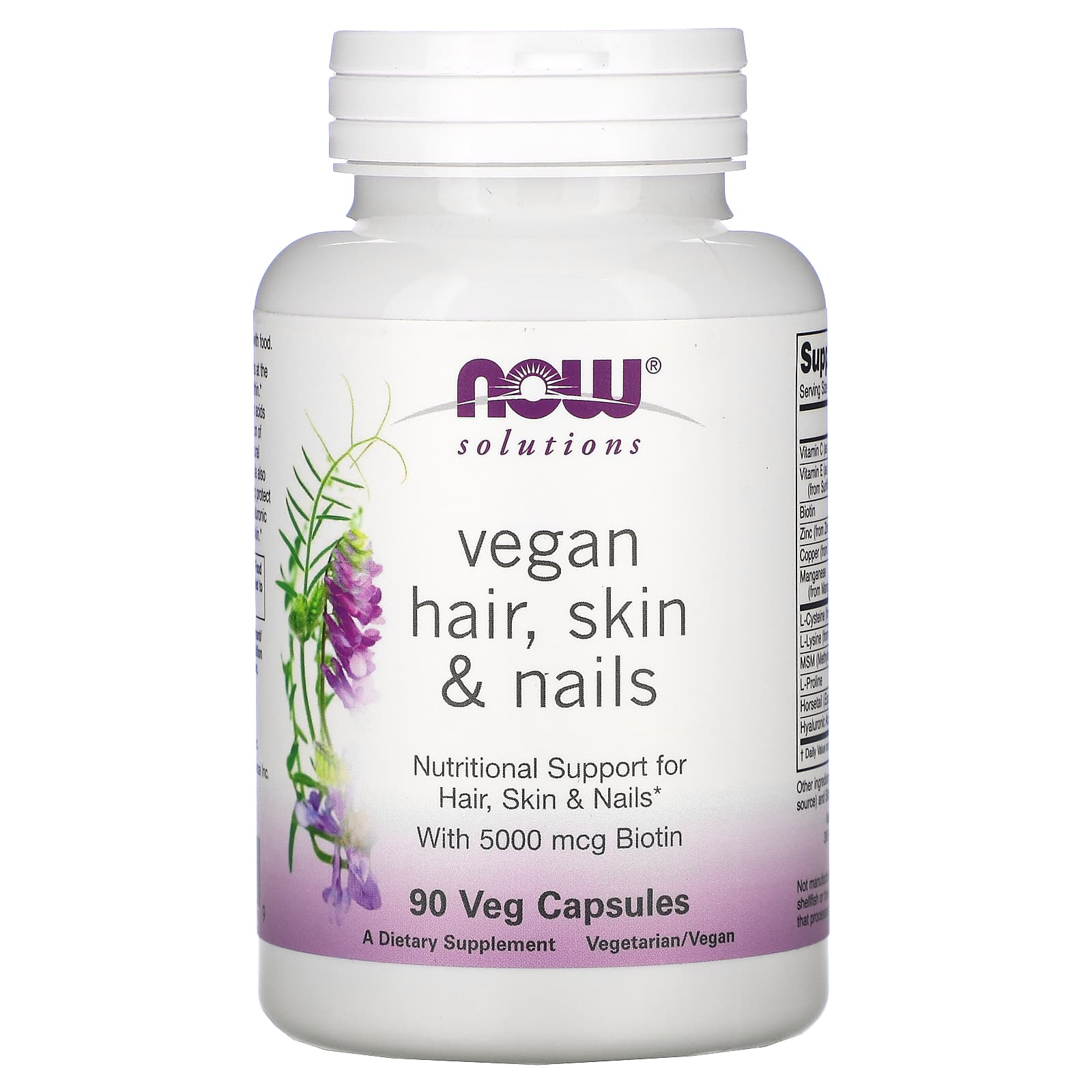 Now Foods, VEGAN HAIR, SKIN & NAILS, 90 Veg Caps UPC 733739033819 | HiLife Vitamins