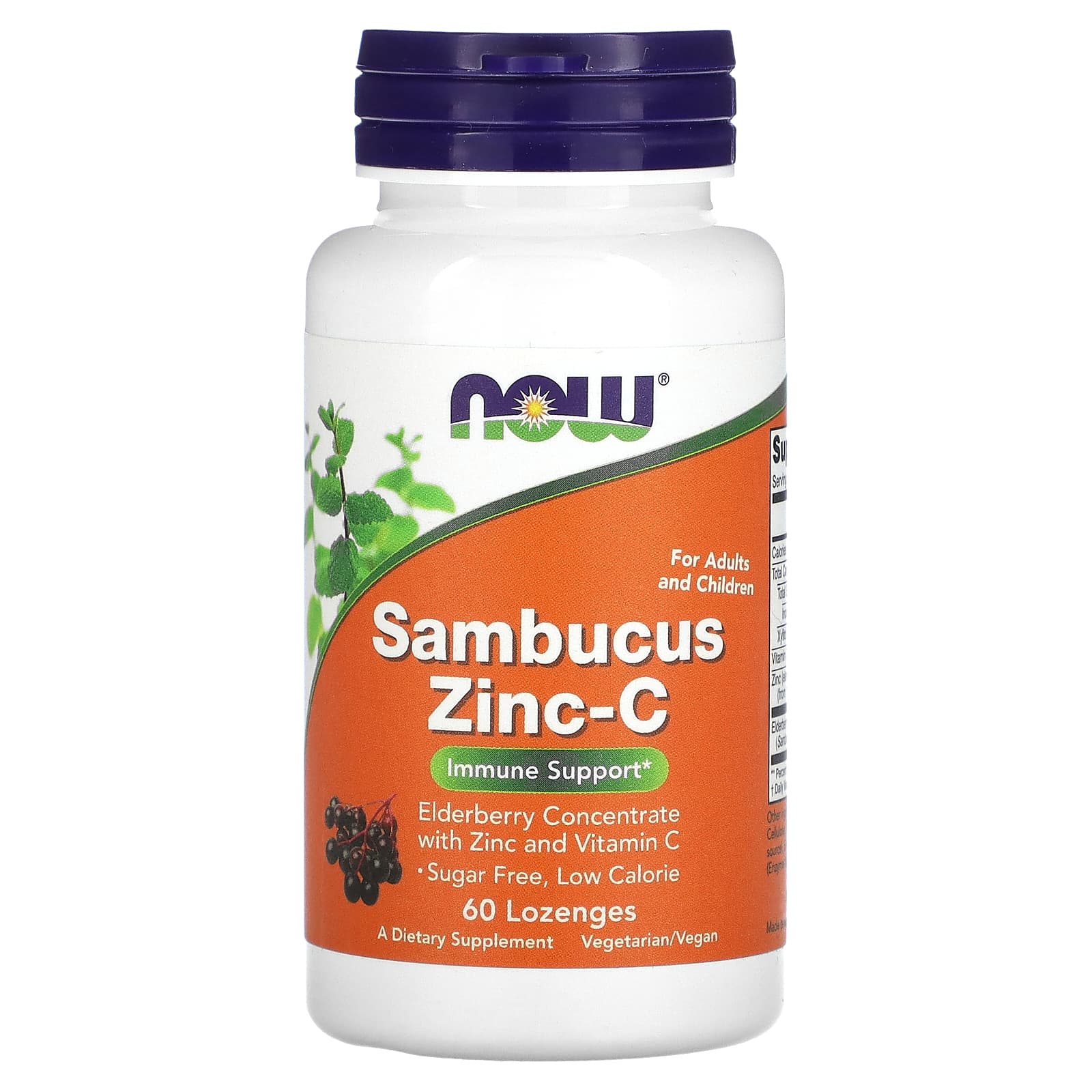 Now Foods, SAMBUCUS ZINC-C, 60 LOZ UPC 733739033840 | HiLife Vitamins