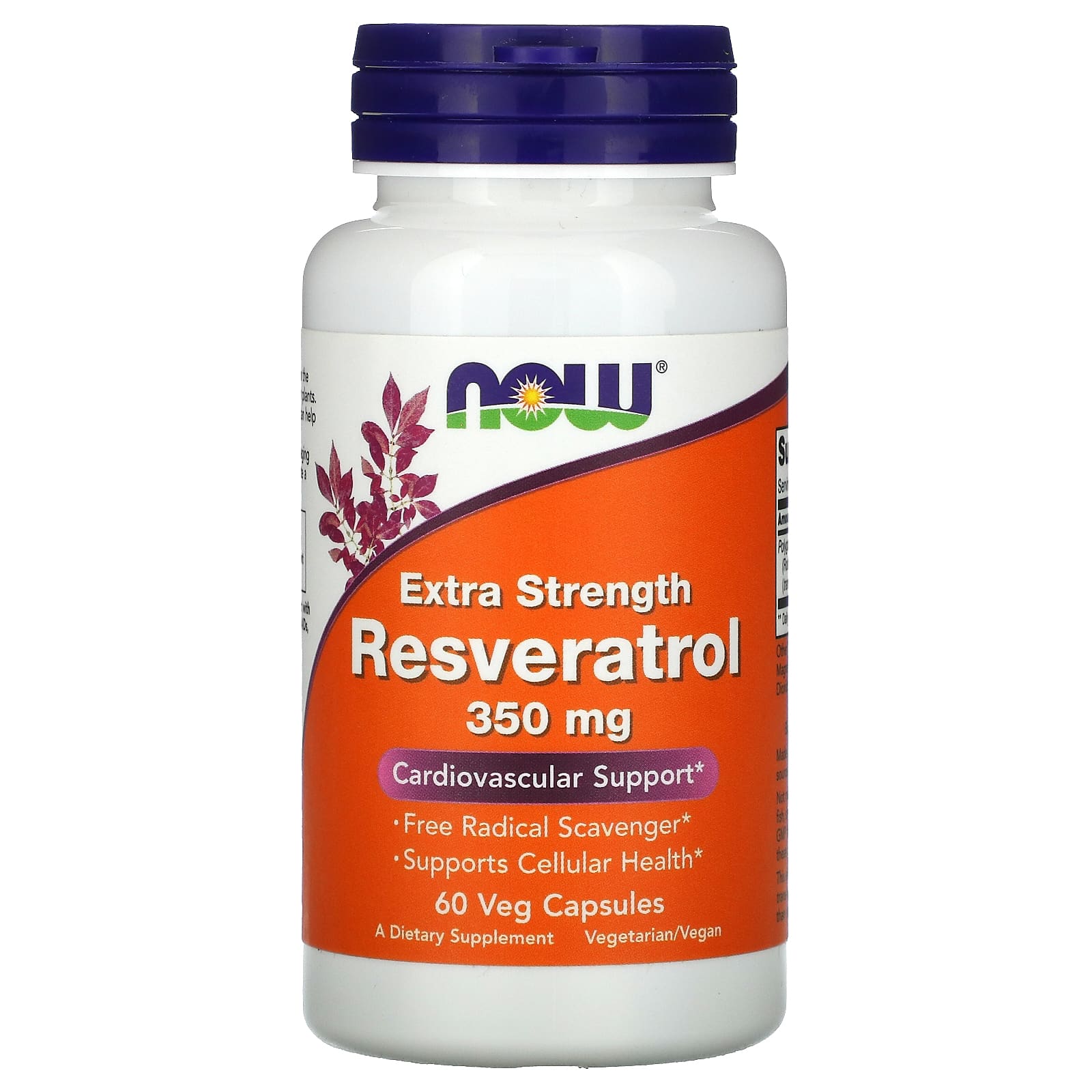 Now Foods, RESVERATROL 350 MG, 60 VCAPS UPC 733739033864 | HiLife Vitamins