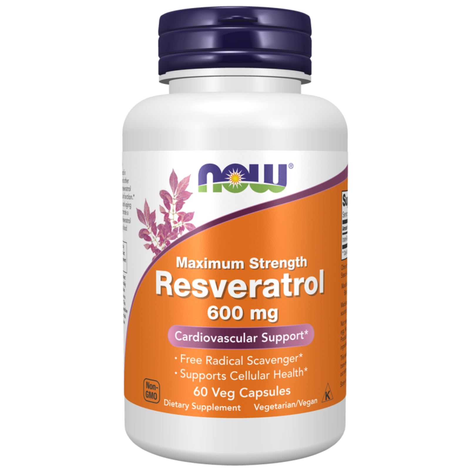Now Foods, Resveratrol, Maximum Strength, 600 mg, 60 Veg Capsules UPC 733739033871 | HiLife Vitamins