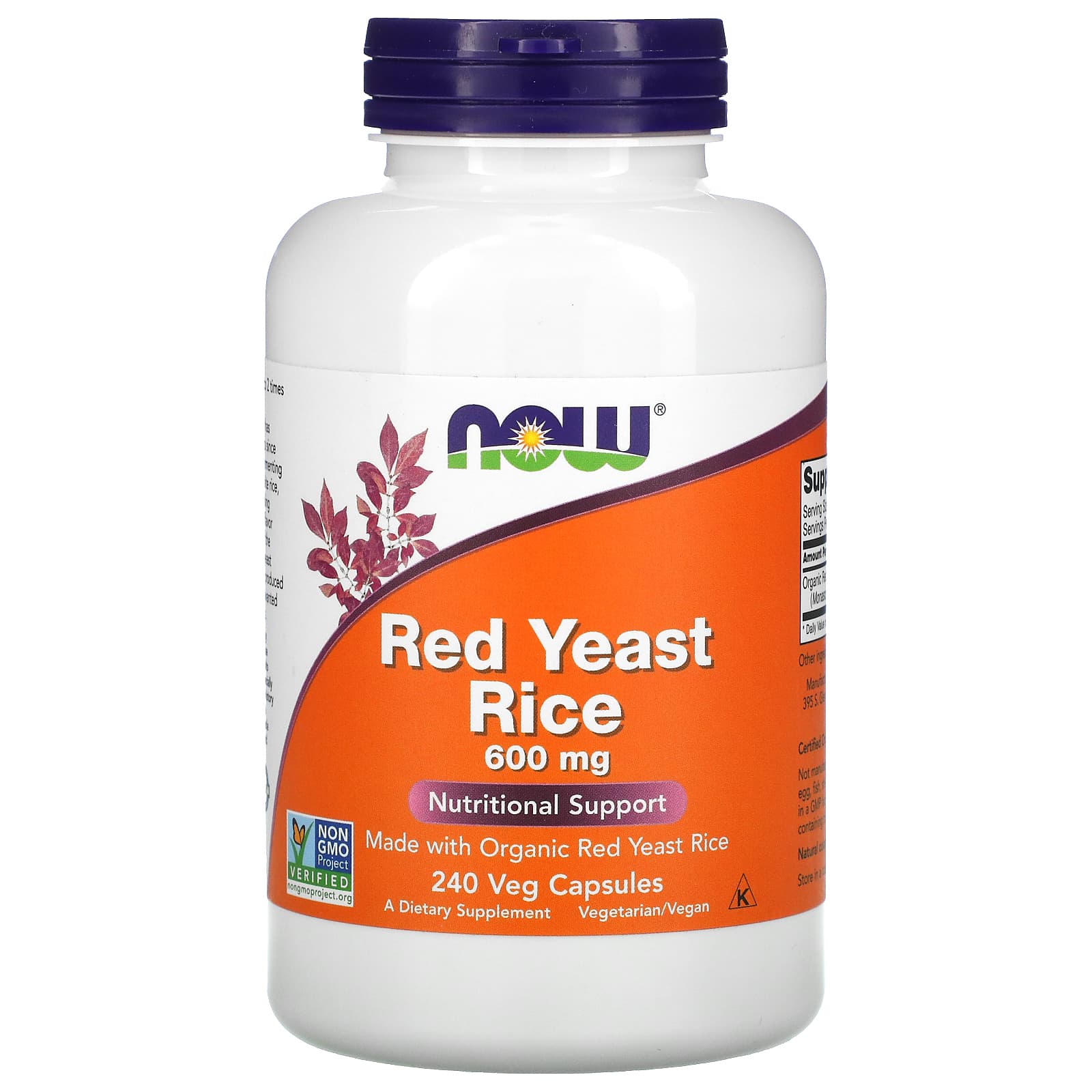 Now Foods, Red Rice Yeast Extract 600 mg, 240 Veg Capsules UPC 733739034991 | HiLife Vitamins
