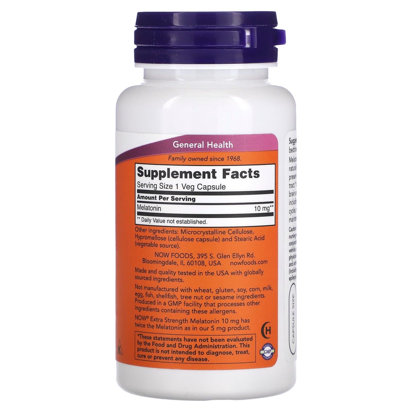 Now Foods, Melatonin 10 mg, 100 Veg Capsules UPC 733739035578 | HiLife Vitamins