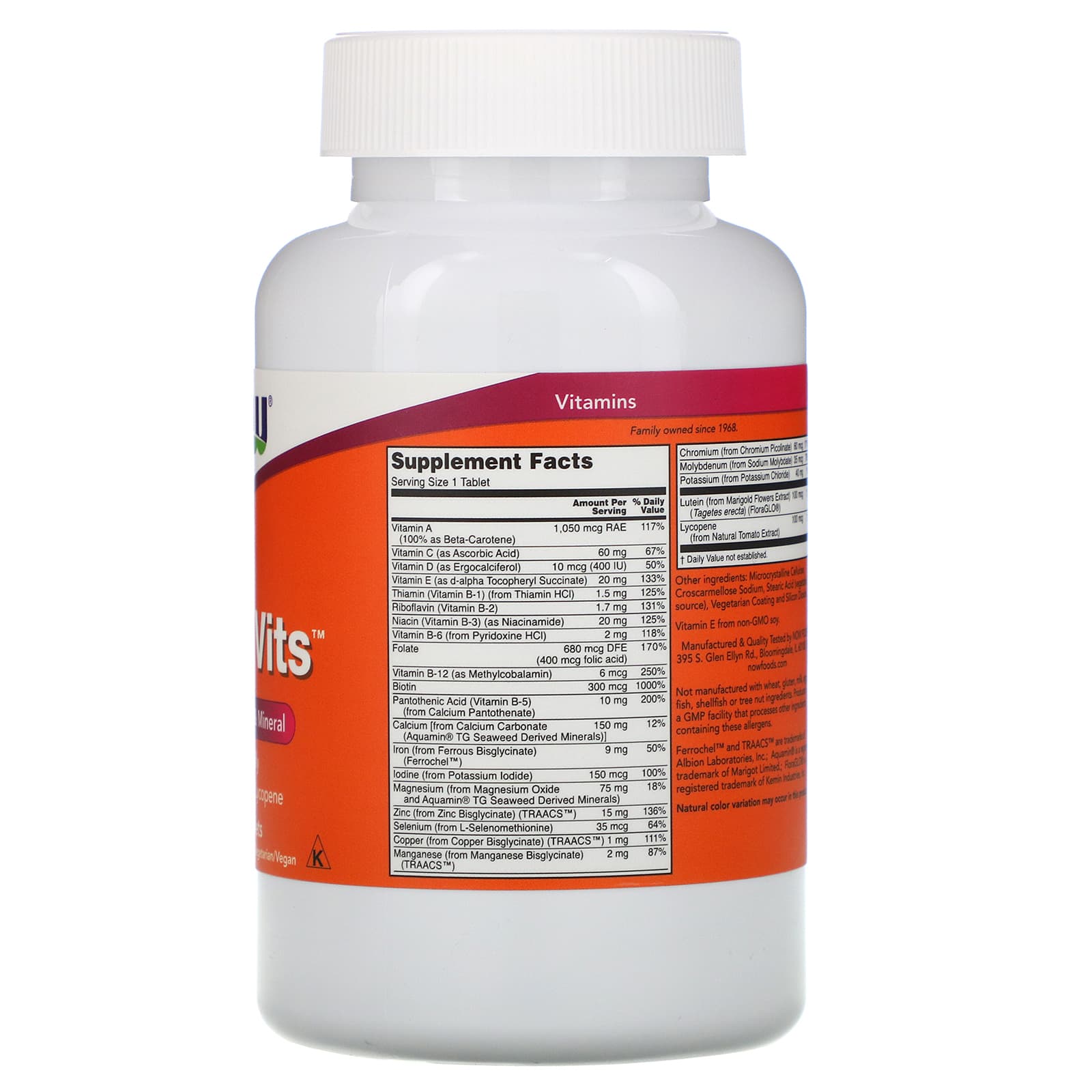Now Foods, DAILY VITS MULTI, 250 Tablets UPC 733739037718 | HiLife Vitamins