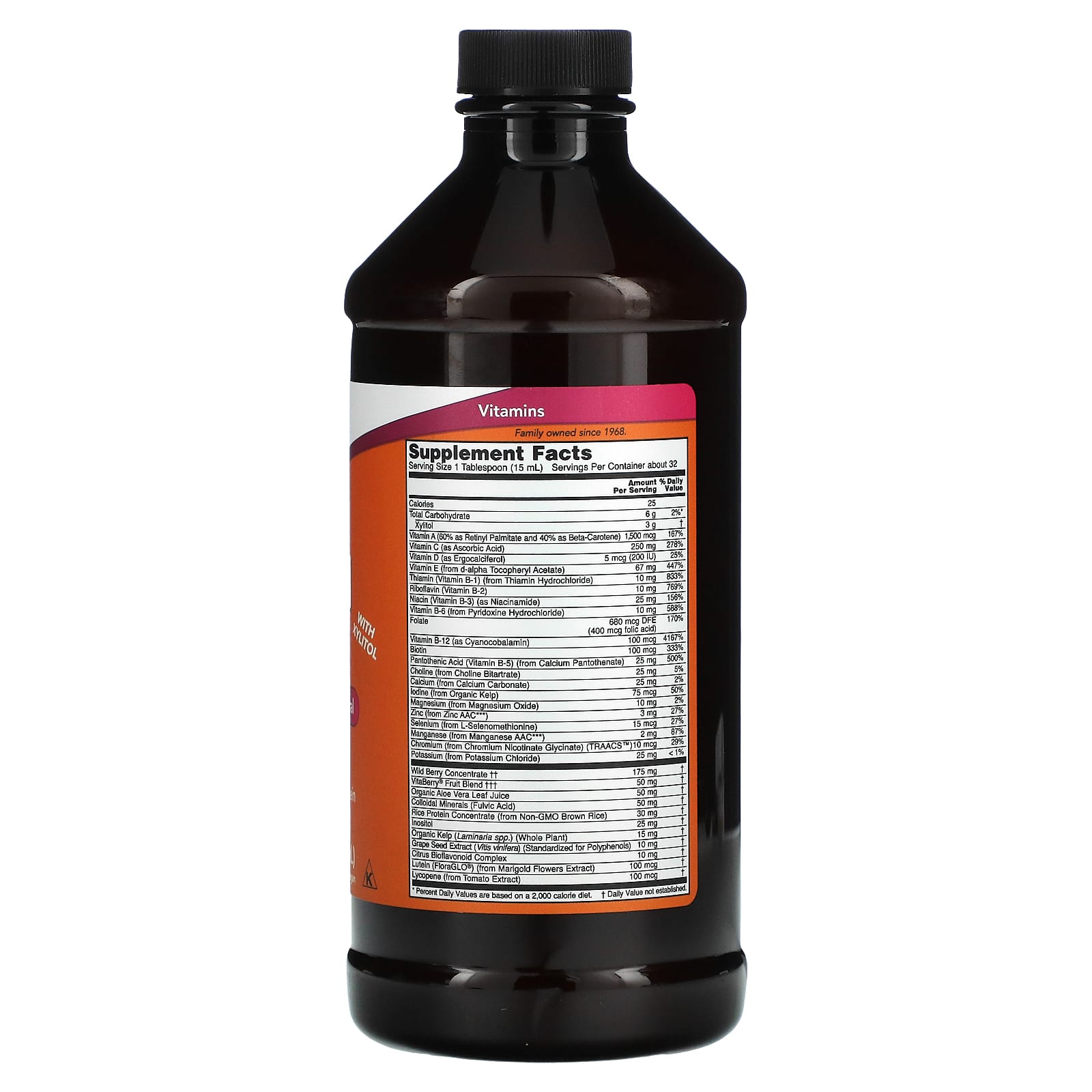 Now Foods, Multi Berry, 16 OZ Liquid UPC 733739037732 | HiLife Vitamins