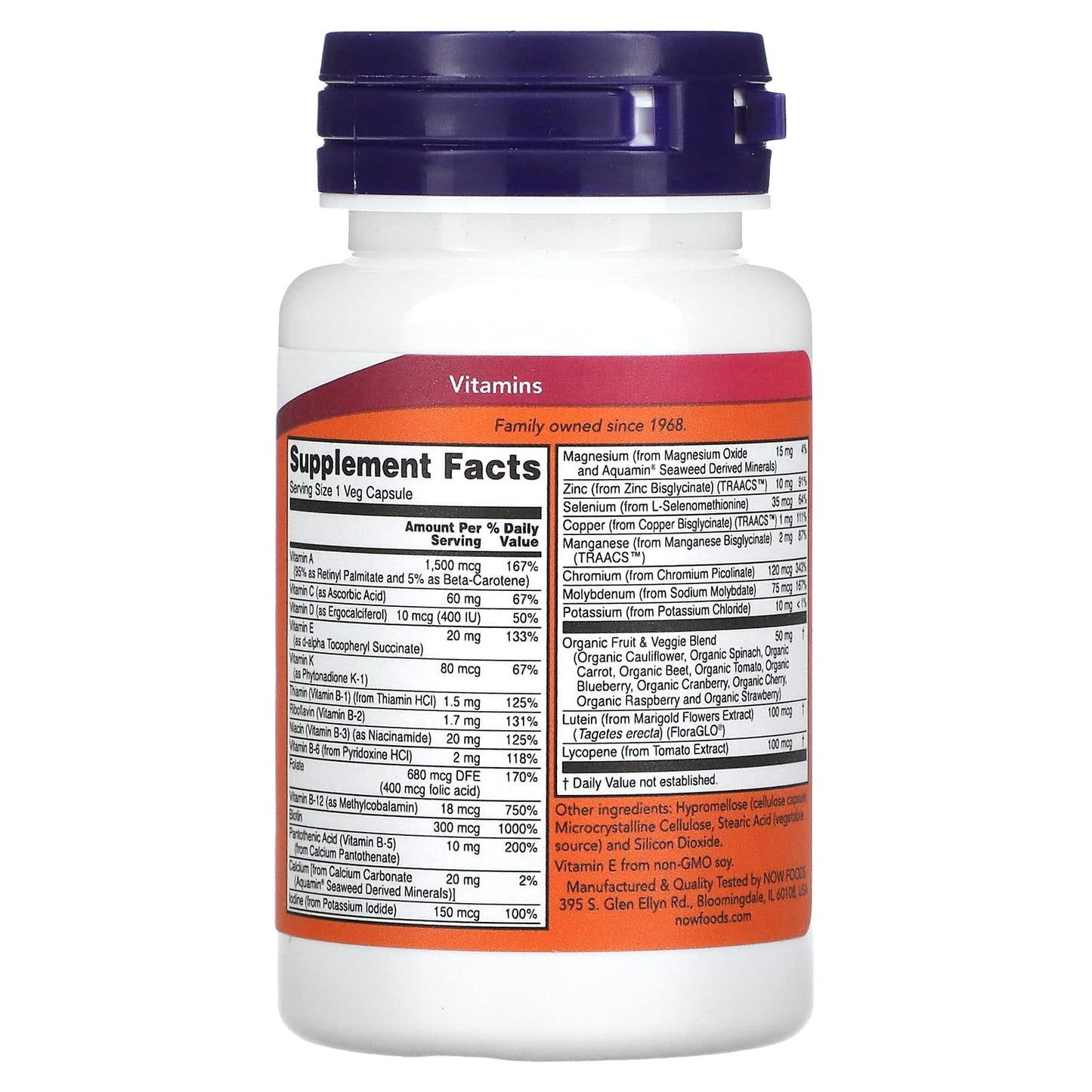 Now Foods, DAILY VITS MULTI, 30 Veg Caps UPC 733739037756 | HiLife Vitamins