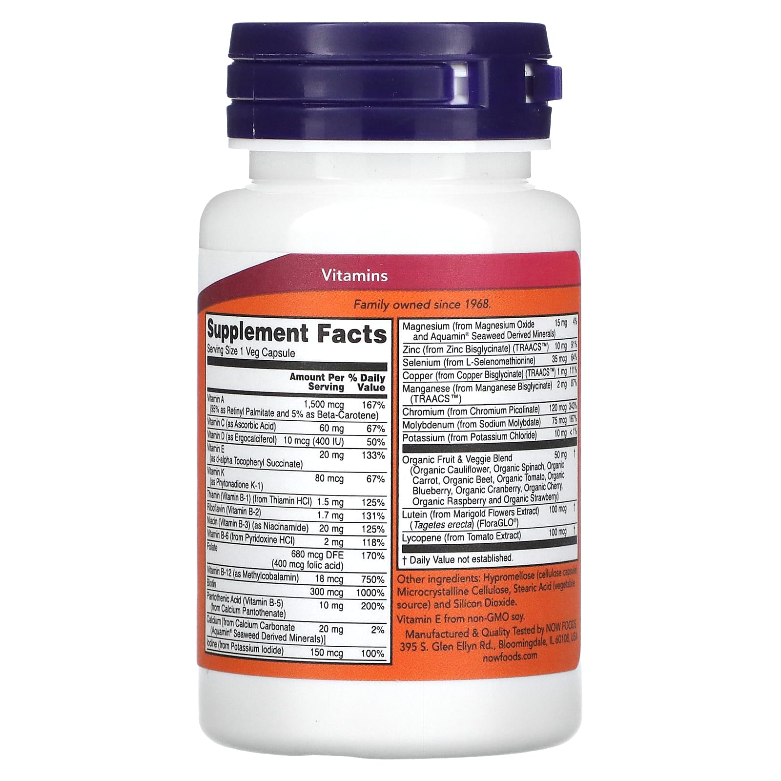 Now Foods, DAILY VITS MULTI, 30 Veg Caps UPC 733739037756 | HiLife Vitamins