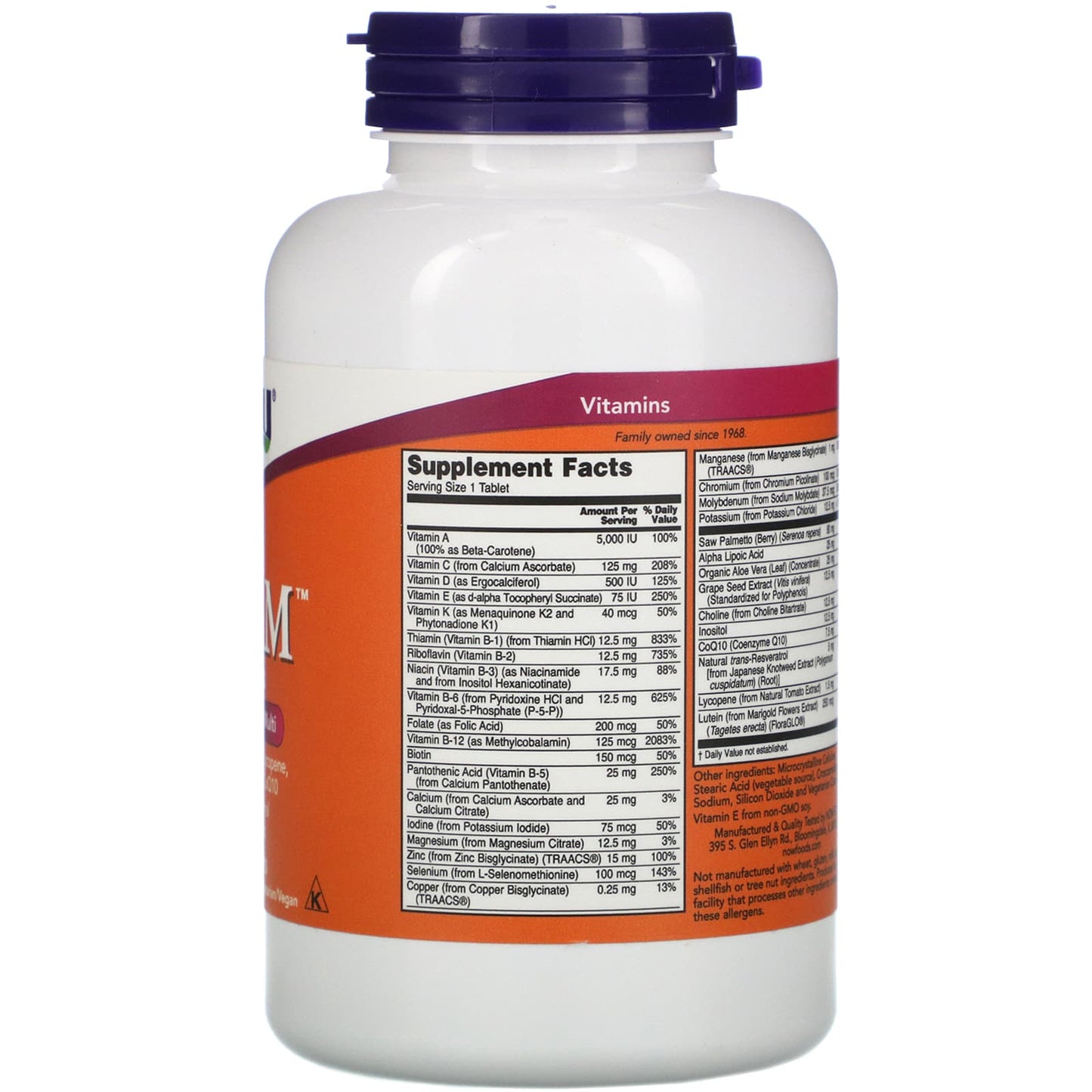 Now Foods, ADAM MALE MULTI, 120 Tablets UPC 733739038760 | HiLife Vitamins