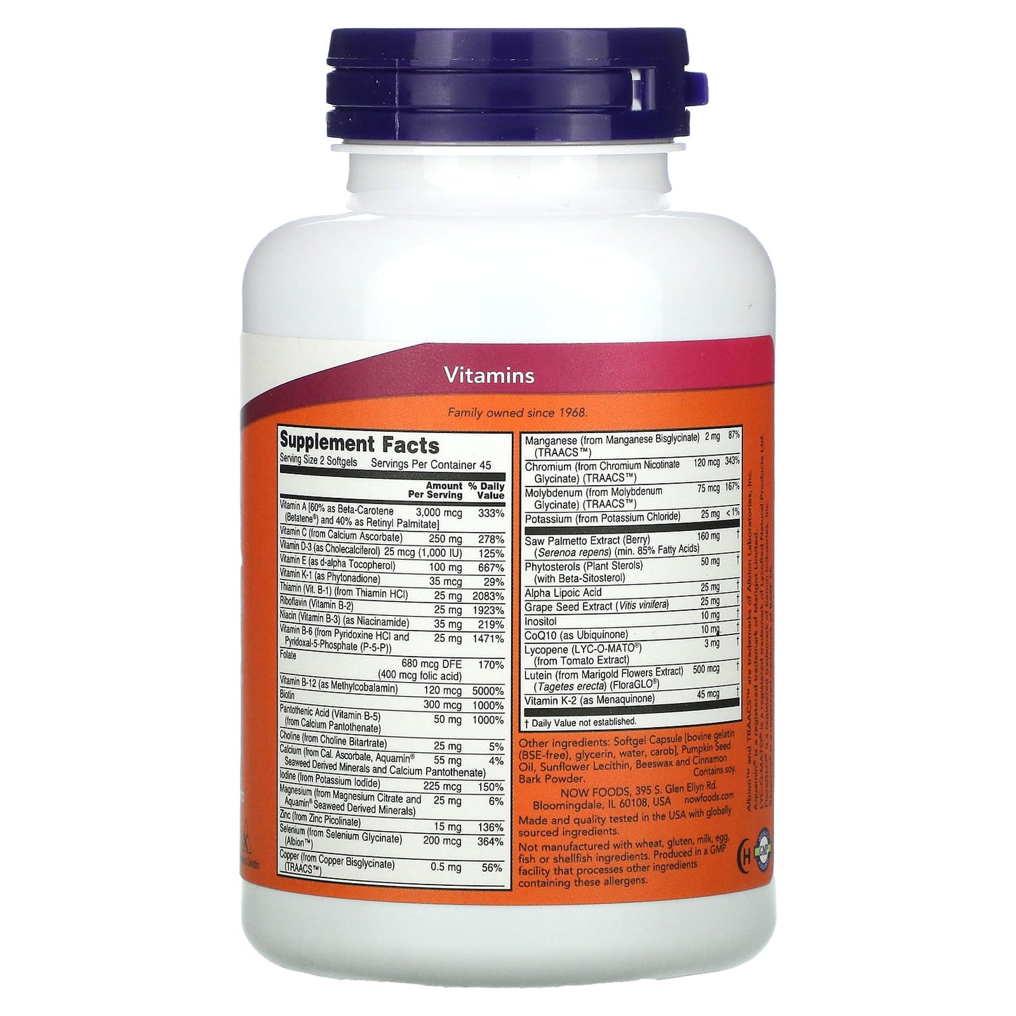 Now Foods, ADAM MALE MULTI, 90 Softgels UPC 733739038807 | HiLife Vitamins