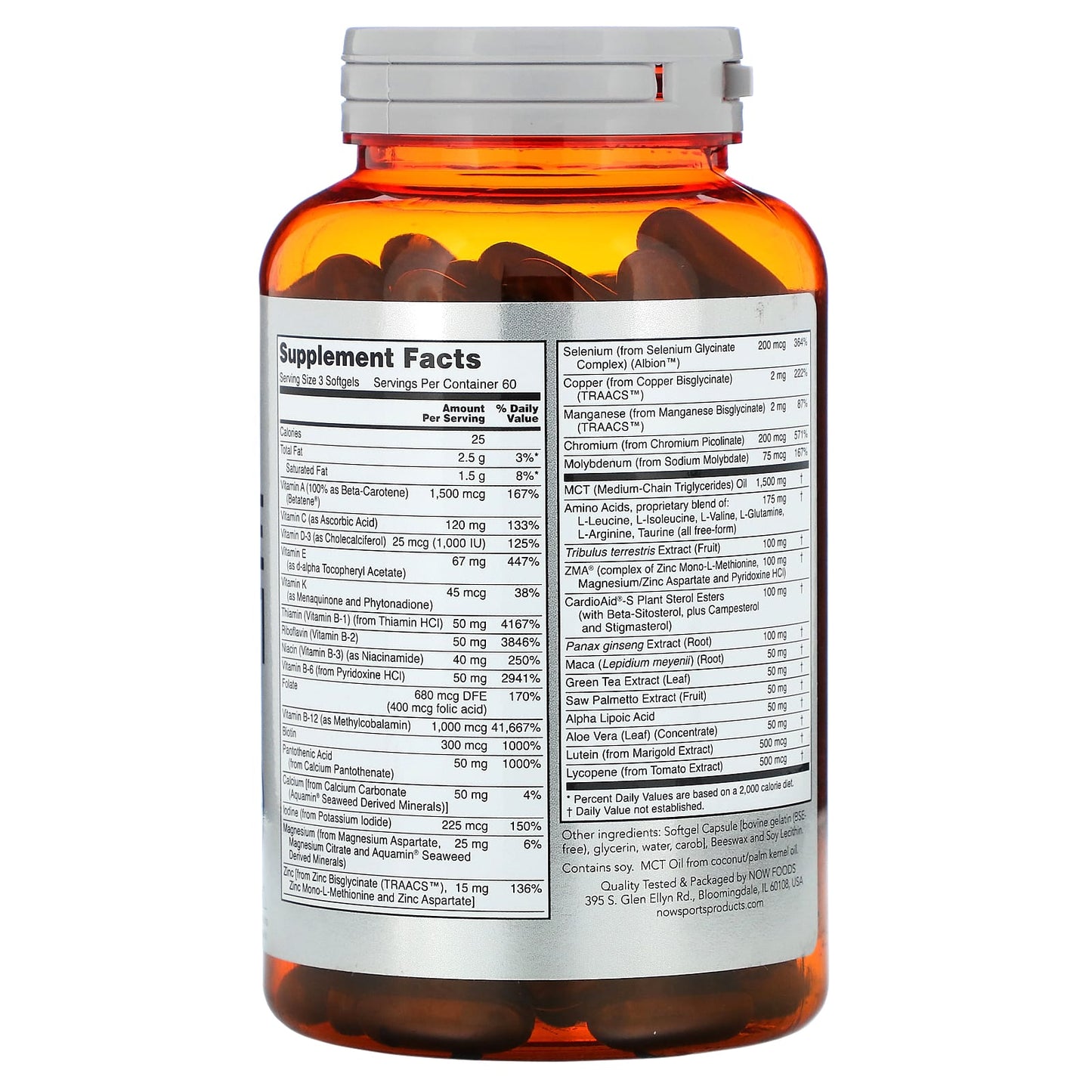 Now Foods, MEN'S EXTREME SPORTS MULTIVITAMIN, 180 Softgels UPC 733739038913 | HiLife Vitamins