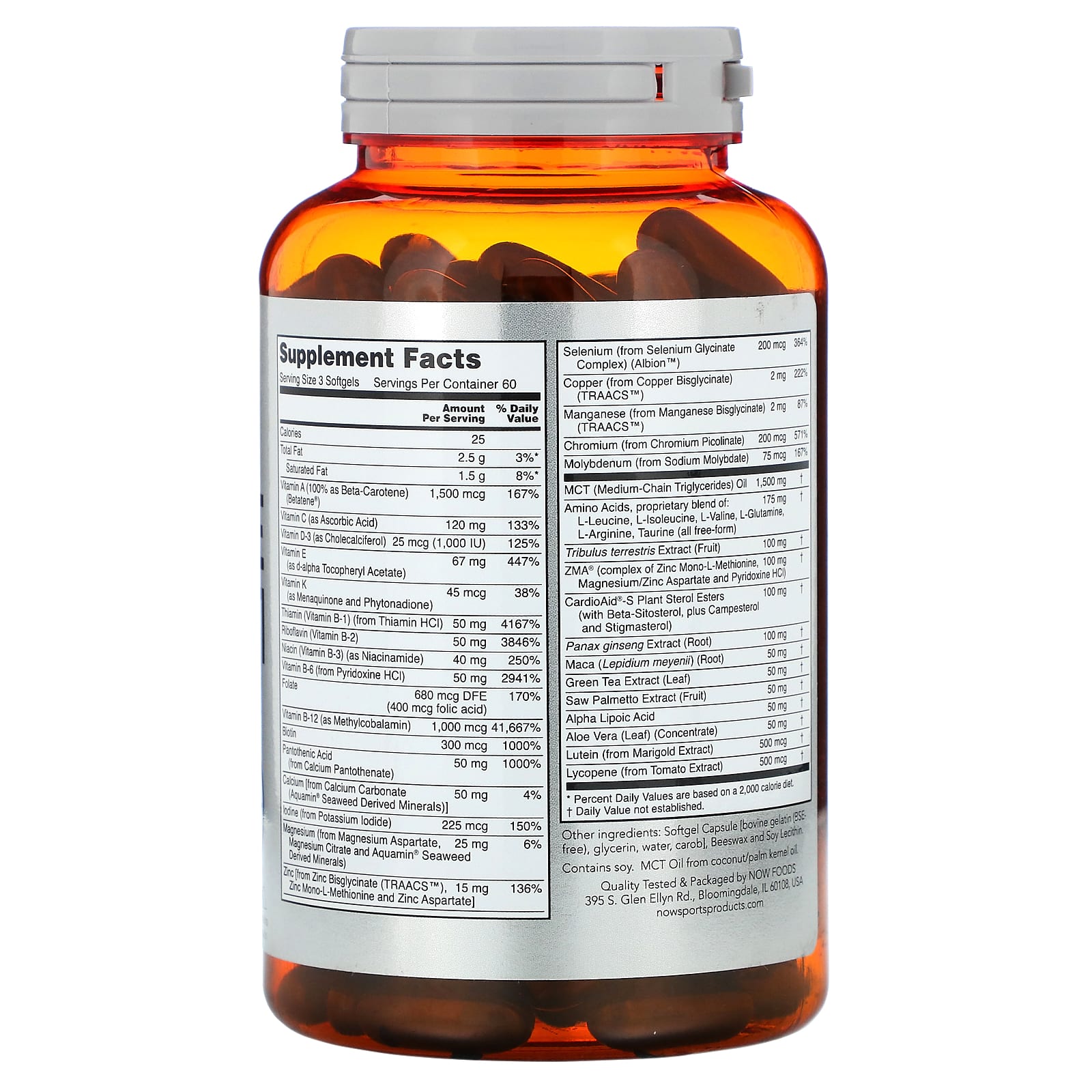 Now Foods, MEN'S EXTREME SPORTS MULTIVITAMIN, 180 Softgels UPC 733739038913 | HiLife Vitamins