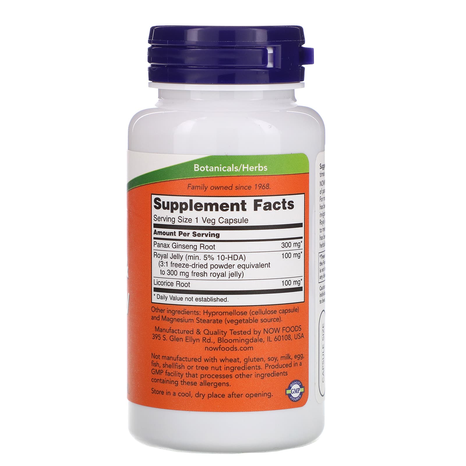 Now Foods, GINSENG & ROYAL JELLY, 90 Capsules UPC 733739040077 | HiLife Vitamins