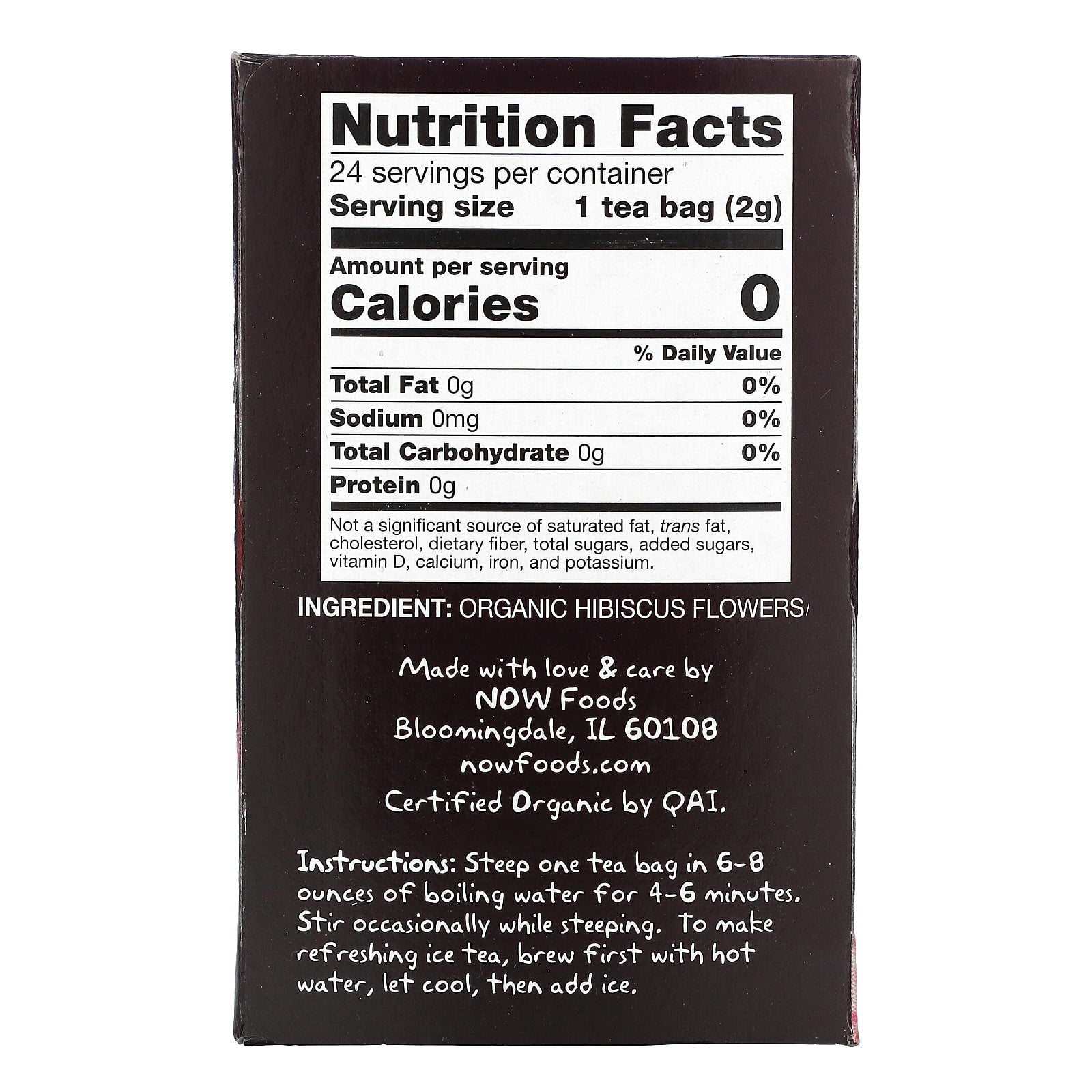Now Foods, Organic Hip Hibiscus Tea Bags, 24 PK UPC 733739042385 | HiLife Vitamins