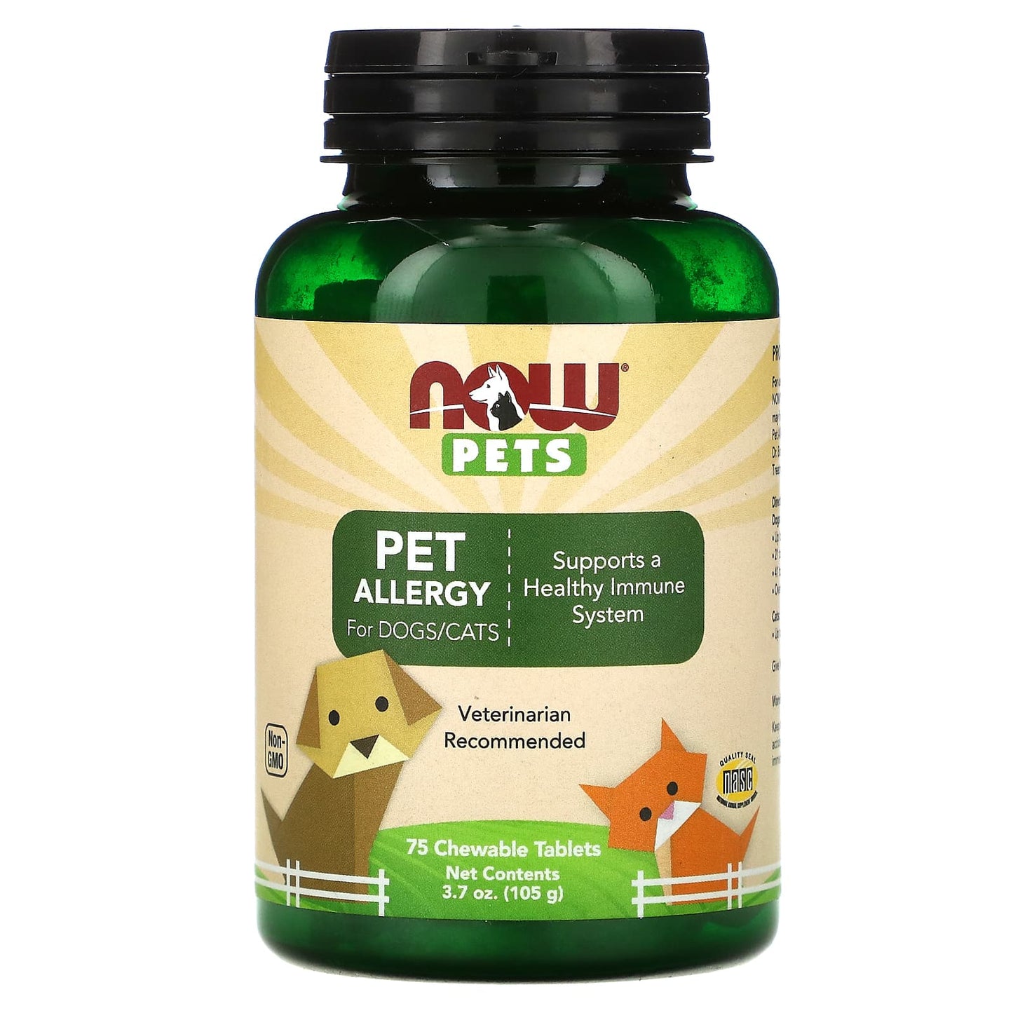 Now Foods, Pet Allergy for Dogs/Cats, 75 Chewable Tablets UPC 733739043047 | HiLife Vitamins