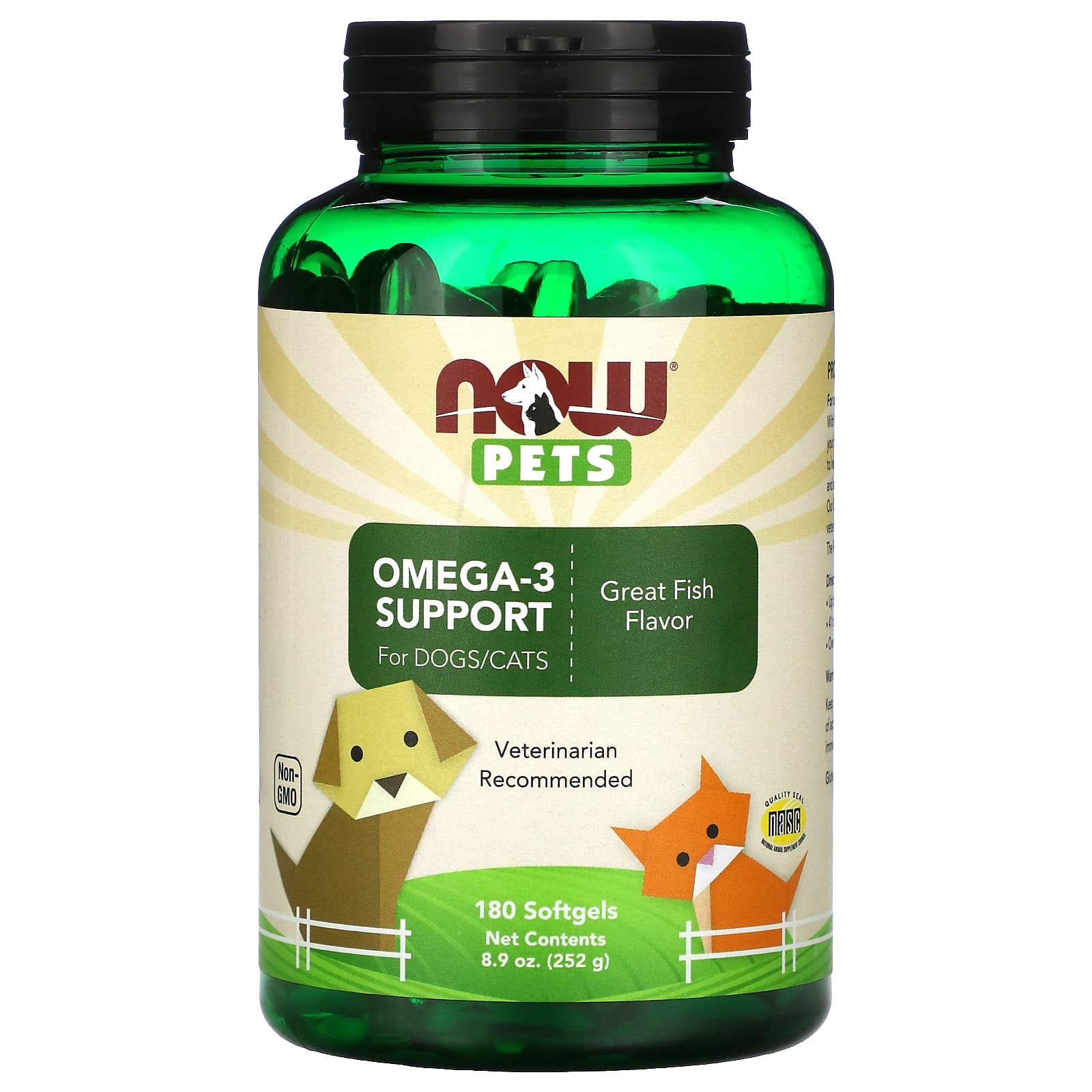Now Foods, NOW PETS OMEGA 3, 180 Softgels UPC 733739043153 | HiLife Vitamins