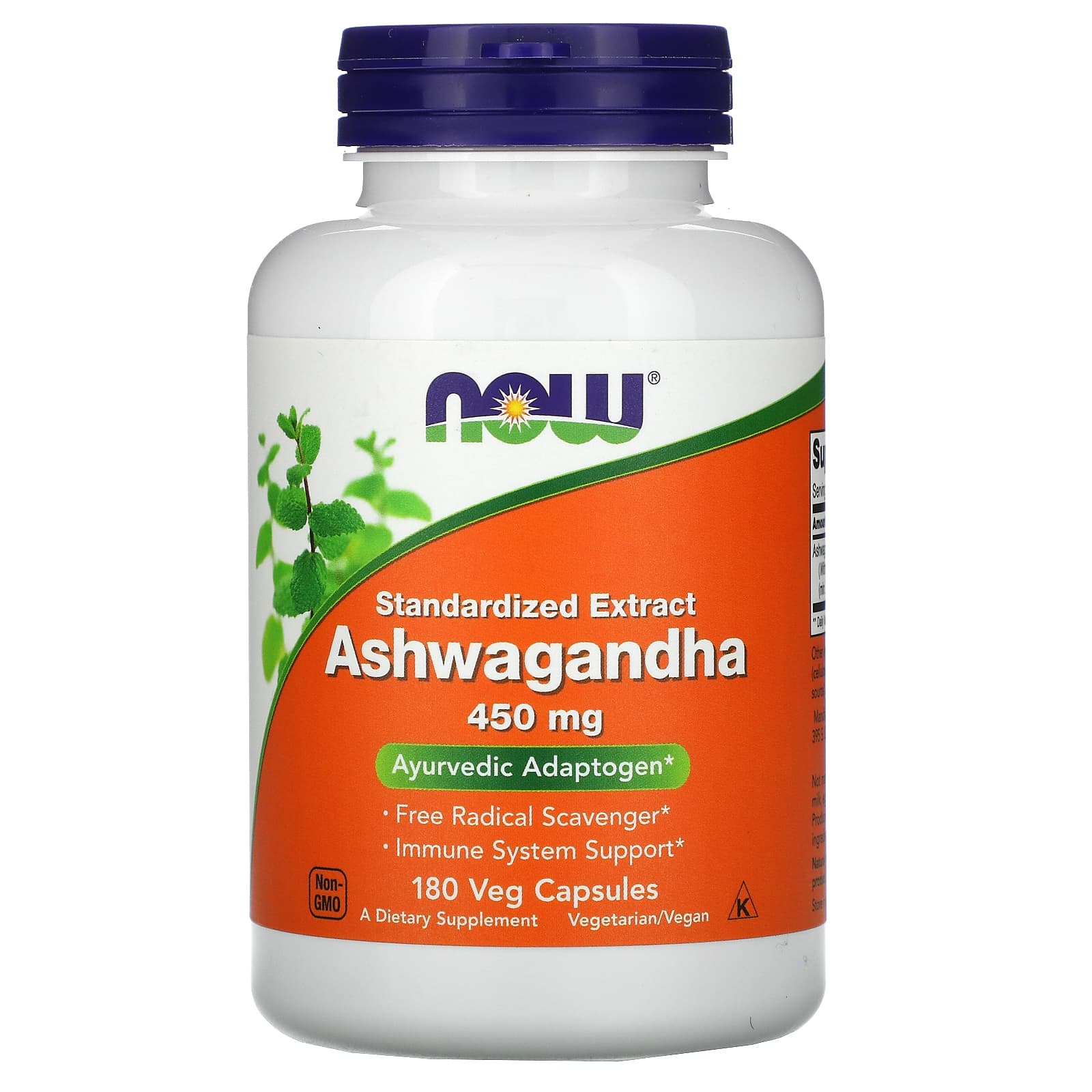 Now Foods, Ashwagandha Extract 450mg, 180 Vegetarian Capsules UPC 733739045935 | HiLife Vitamins