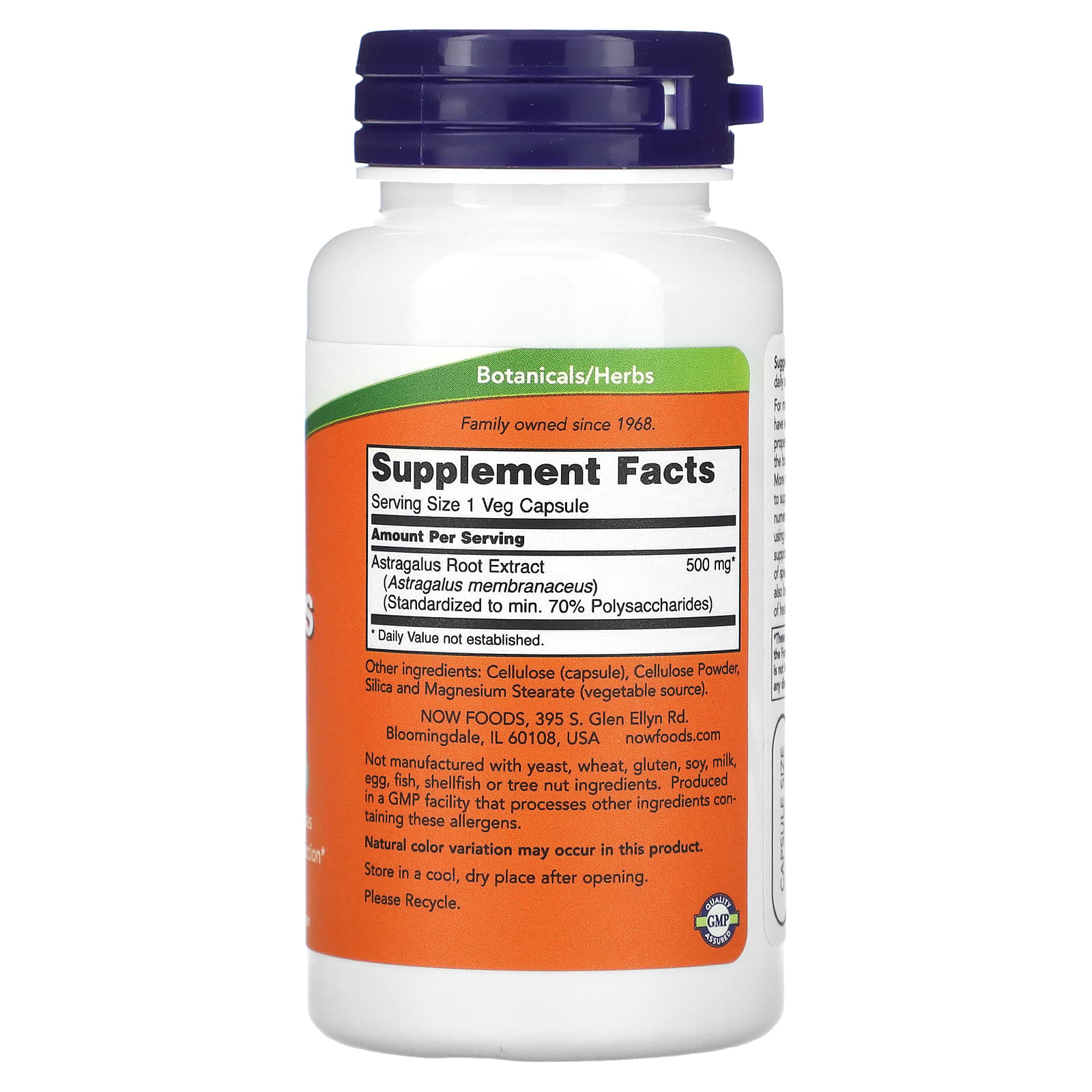 Now Foods, Astragalus Extract, 500 mg, 90 Veg Capsules UPC 733739045980 | HiLife Vitamins