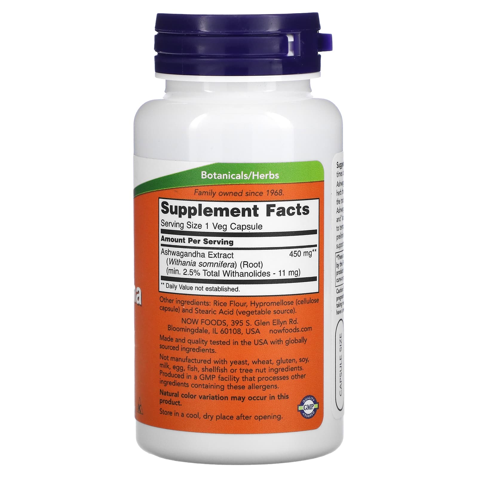 Now Foods, Ashwaganda 4.5 Pct. Extract, 90 Veg Capsules UPC 733739046031 | HiLife Vitamins