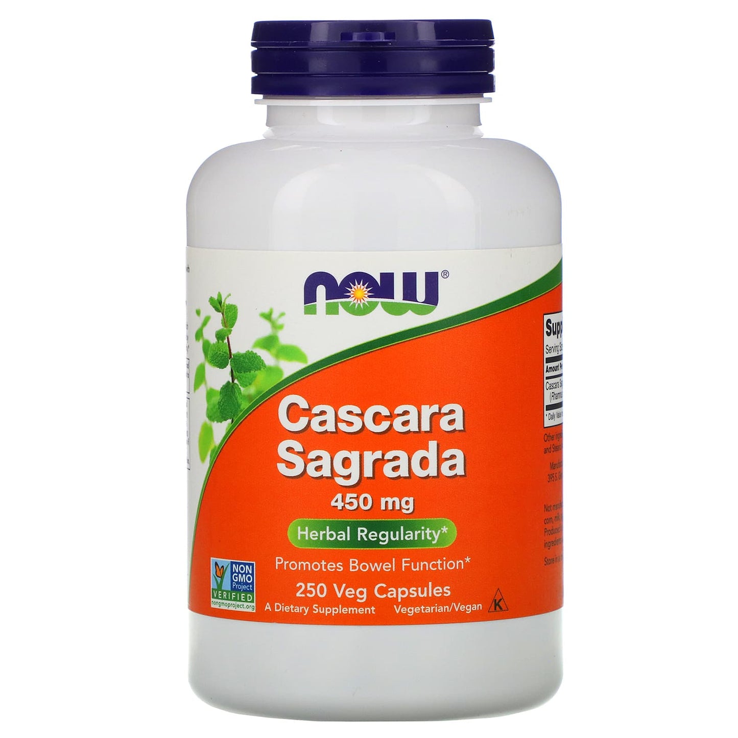 Now Foods, Cascara Sagrada 450mg, 250 Vegetarian Capsules UPC 733739046239 | HiLife Vitamins