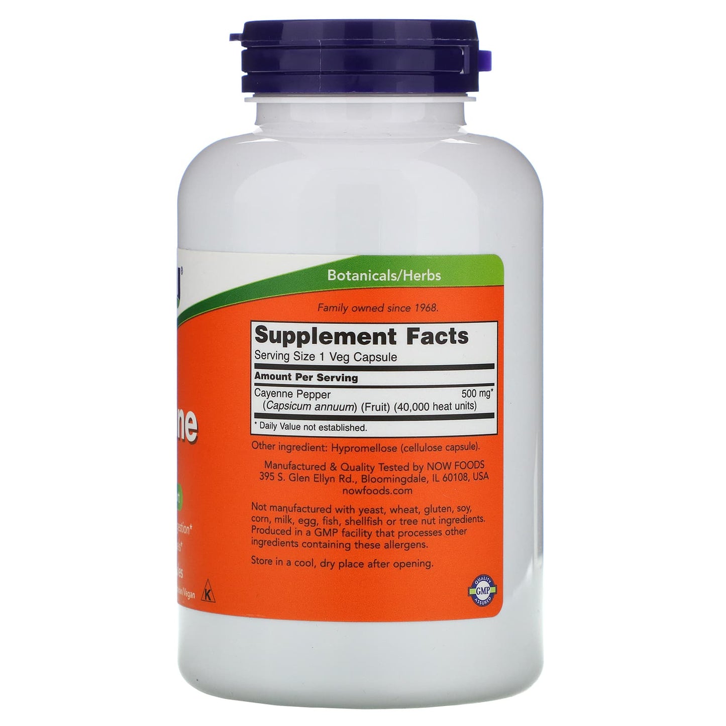 Now Foods, CAYENNE 500mg, 250 Capsules UPC 733739046277 | HiLife Vitamins