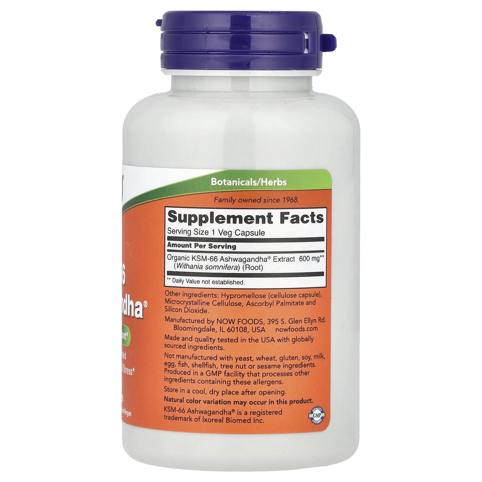 Now Foods, KSM-66 Ashwagandha®, 600 mg, 90 Veg Capsules UPC 733739046338 | HiLife Vitamins