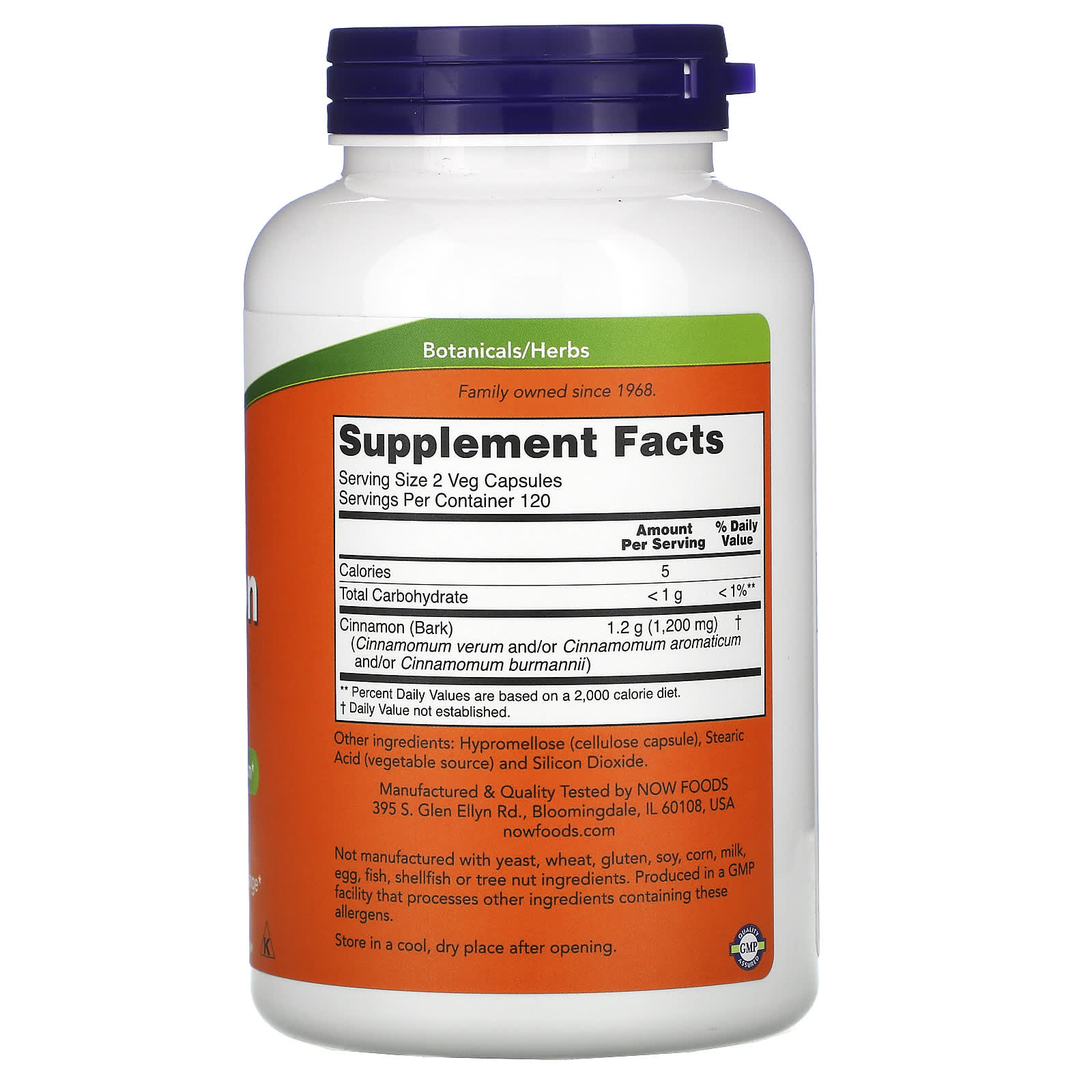 Now Foods, Cinnamon Bark 600 mg, 240 Capsules UPC 733739046376 | HiLife Vitamins
