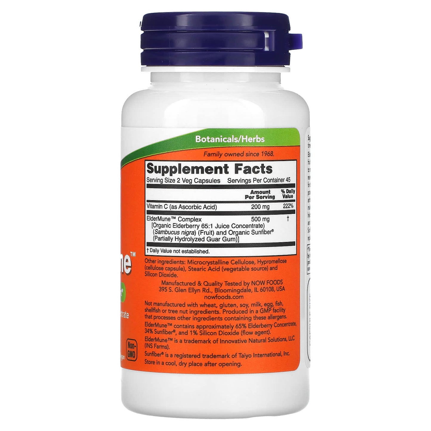Now Foods, ELDERMUNE W/VIT C, 90 VCAPS UPC 733739046642 | HiLife Vitamins