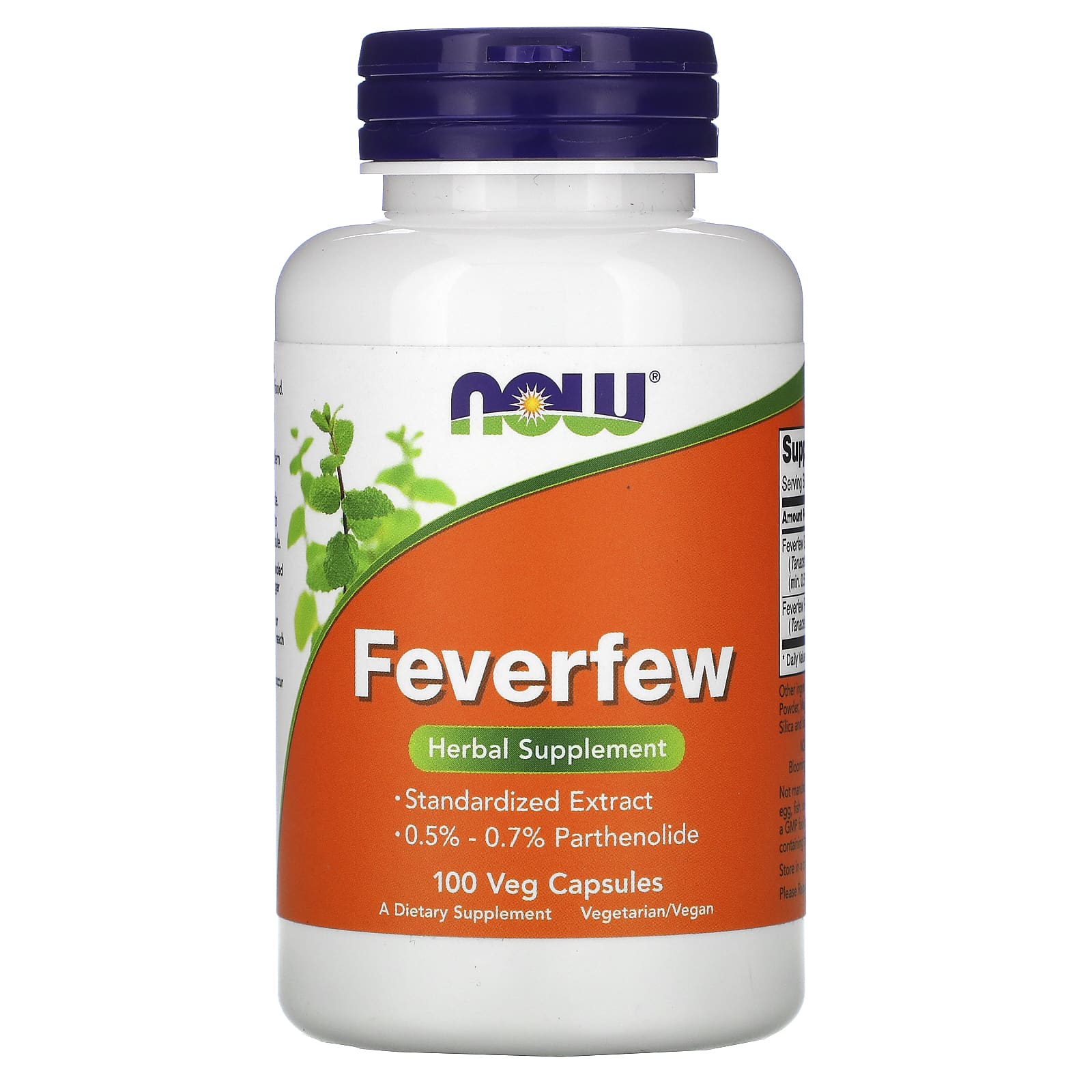 Now Foods, Feverfew 400 mg, 100 Veg Capsules UPC 733739046703 | HiLife Vitamins