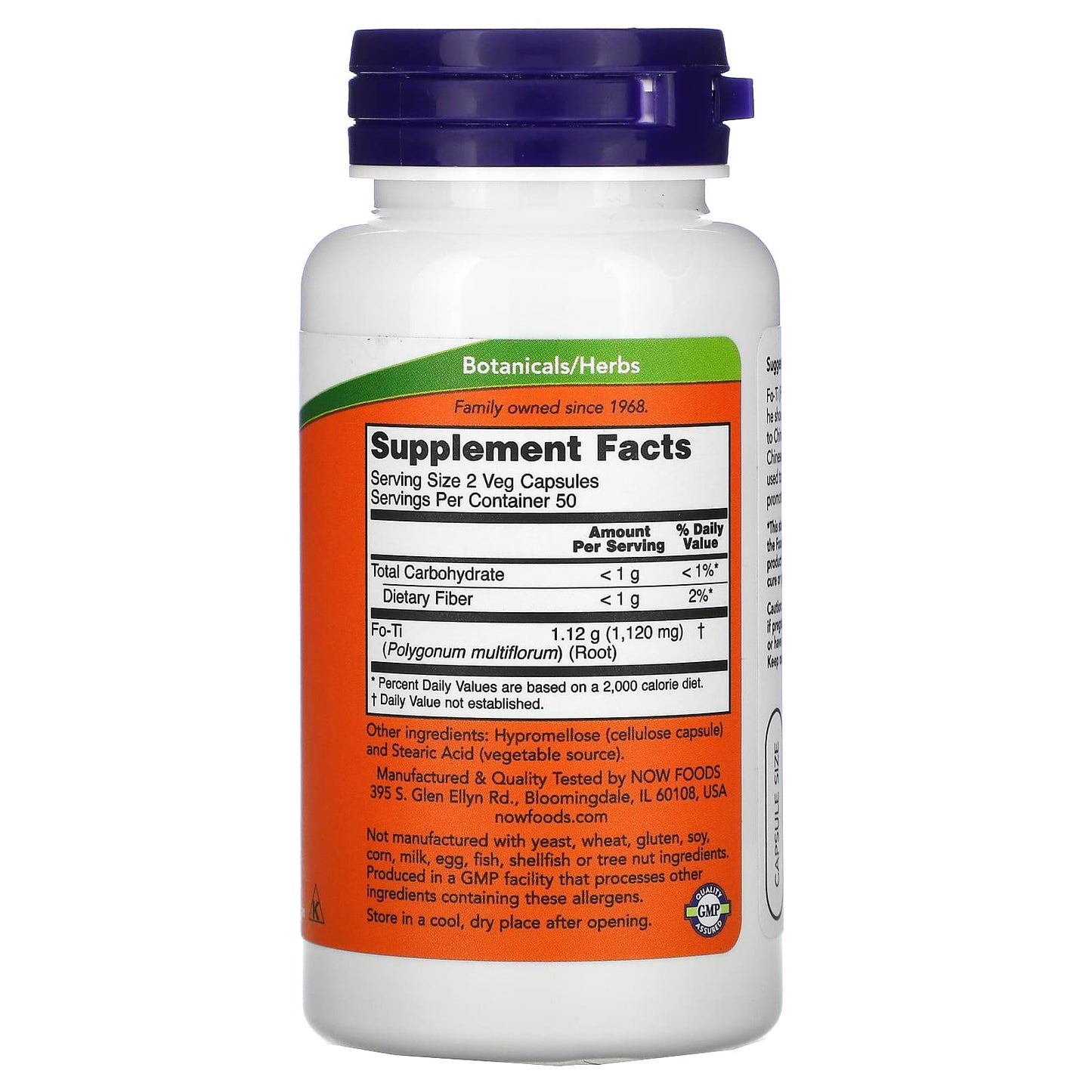 Now Foods, Fo-Ti 560 mg, 100 Capsules UPC 733739046758 | HiLife Vitamins