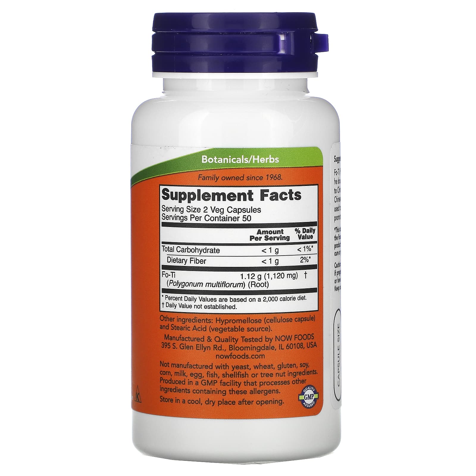 Now Foods, Fo-Ti 560 mg, 100 Capsules UPC 733739046758 | HiLife Vitamins