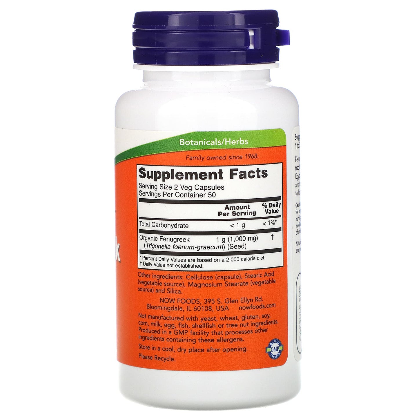 Now Foods, Fenugreek 500 mg, 100 Capsules UPC 733739046772 | HiLife Vitamins