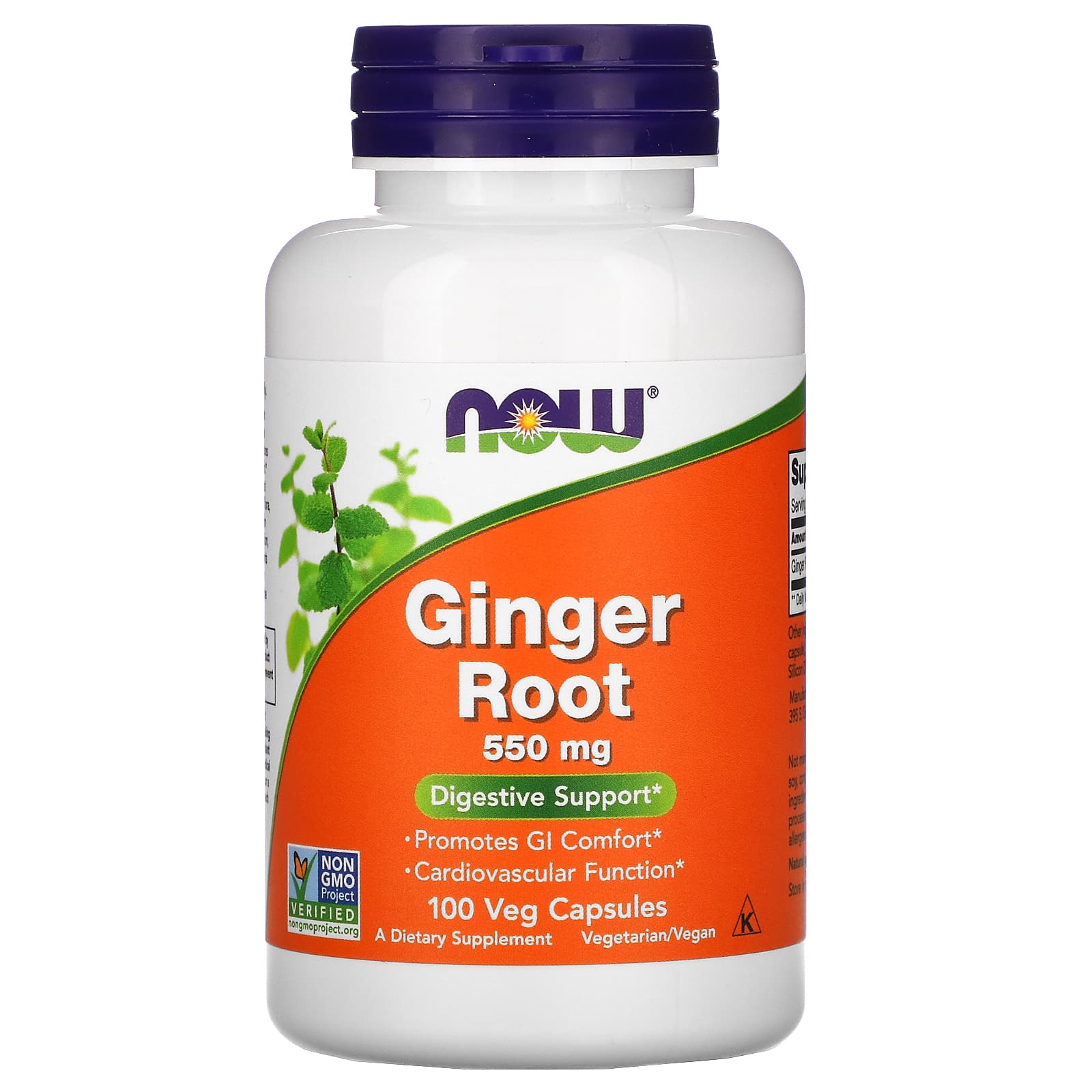 Now Foods, Ginger Root 550 mg, 100 Capsules UPC 733739046802 | HiLife Vitamins
