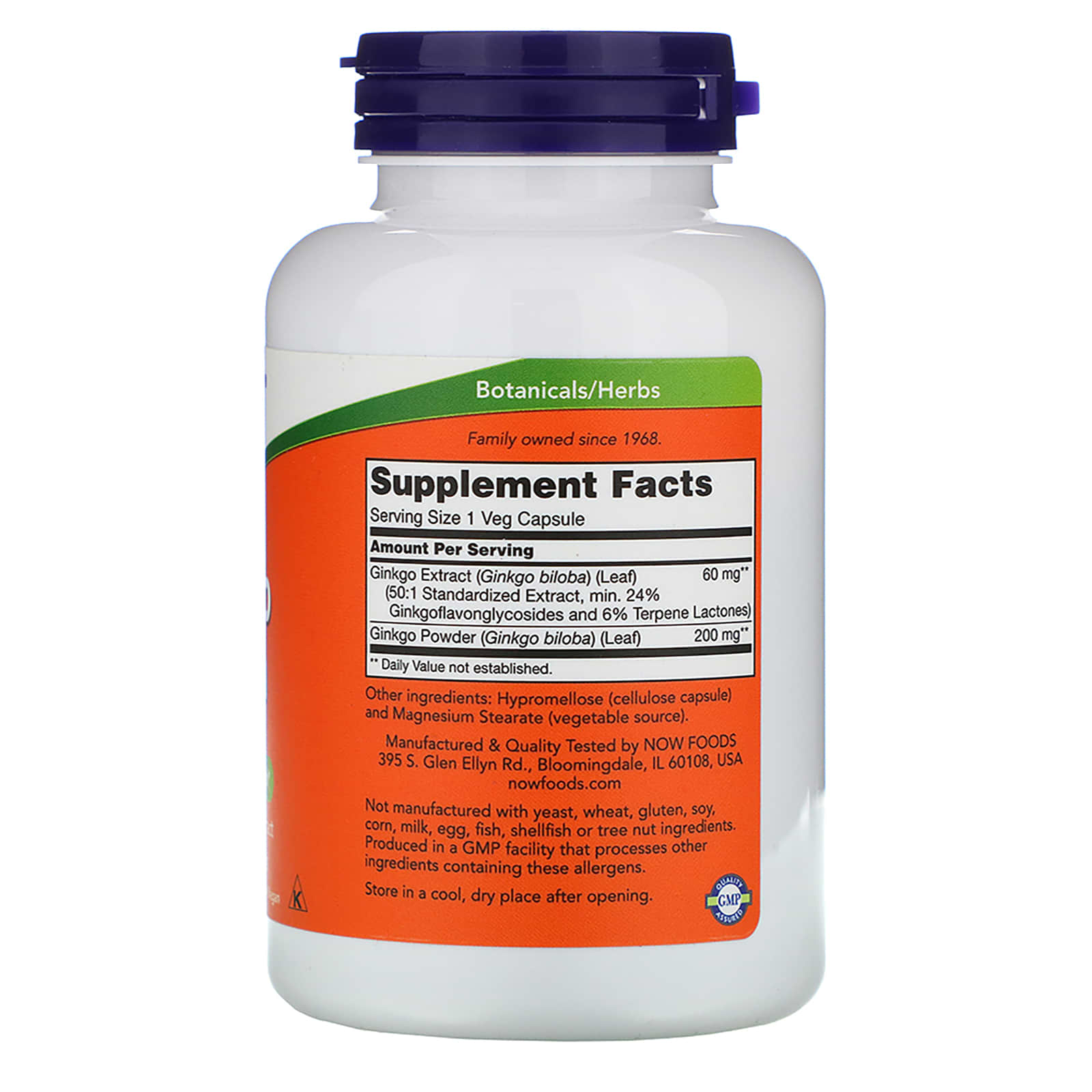 Now Foods, GINKGO BILOBA 60mg, 240 Capsules UPC 733739046840 | HiLife Vitamins