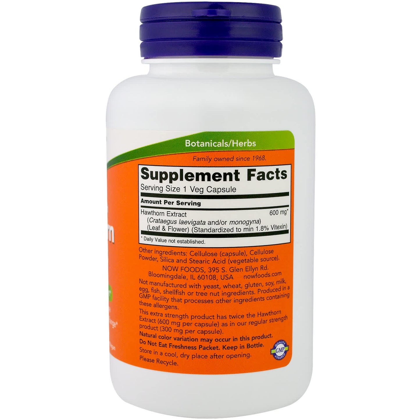 Now Foods, Hawthorn Extract 600mg, 90 Vegetarian Capsules UPC 733739046994 | HiLife Vitamins