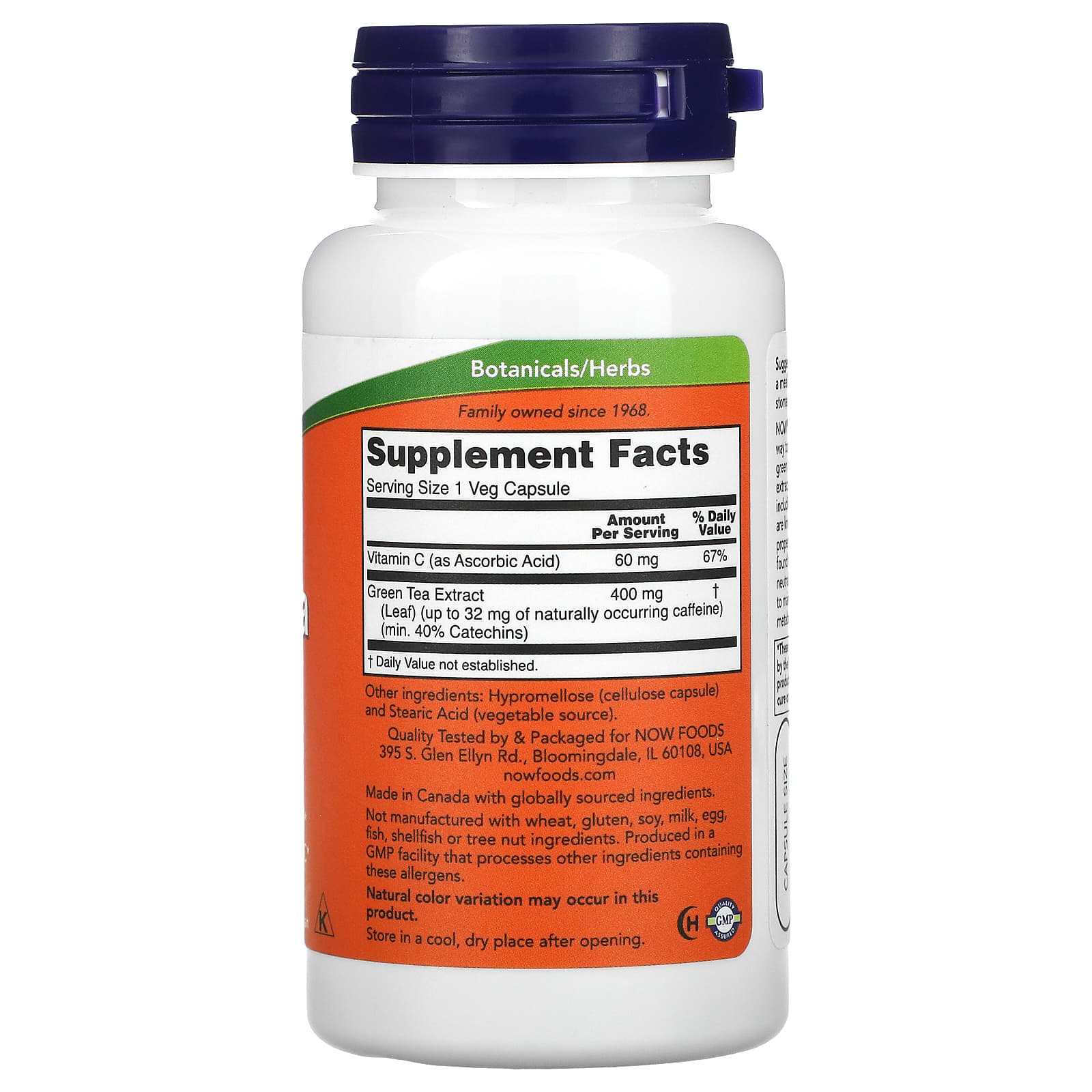 Now Foods, GREEN TEA EXTRACT 400mg 60%, 100 Capsules UPC 733739047052 | HiLife Vitamins