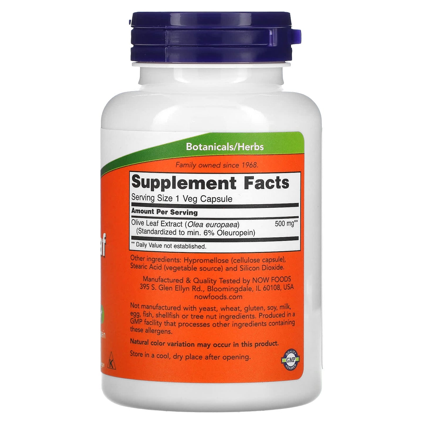 Now Foods, Olive Leaf Extract 500 mg, 120 Veg Capsules UPC 733739047229 | HiLife Vitamins