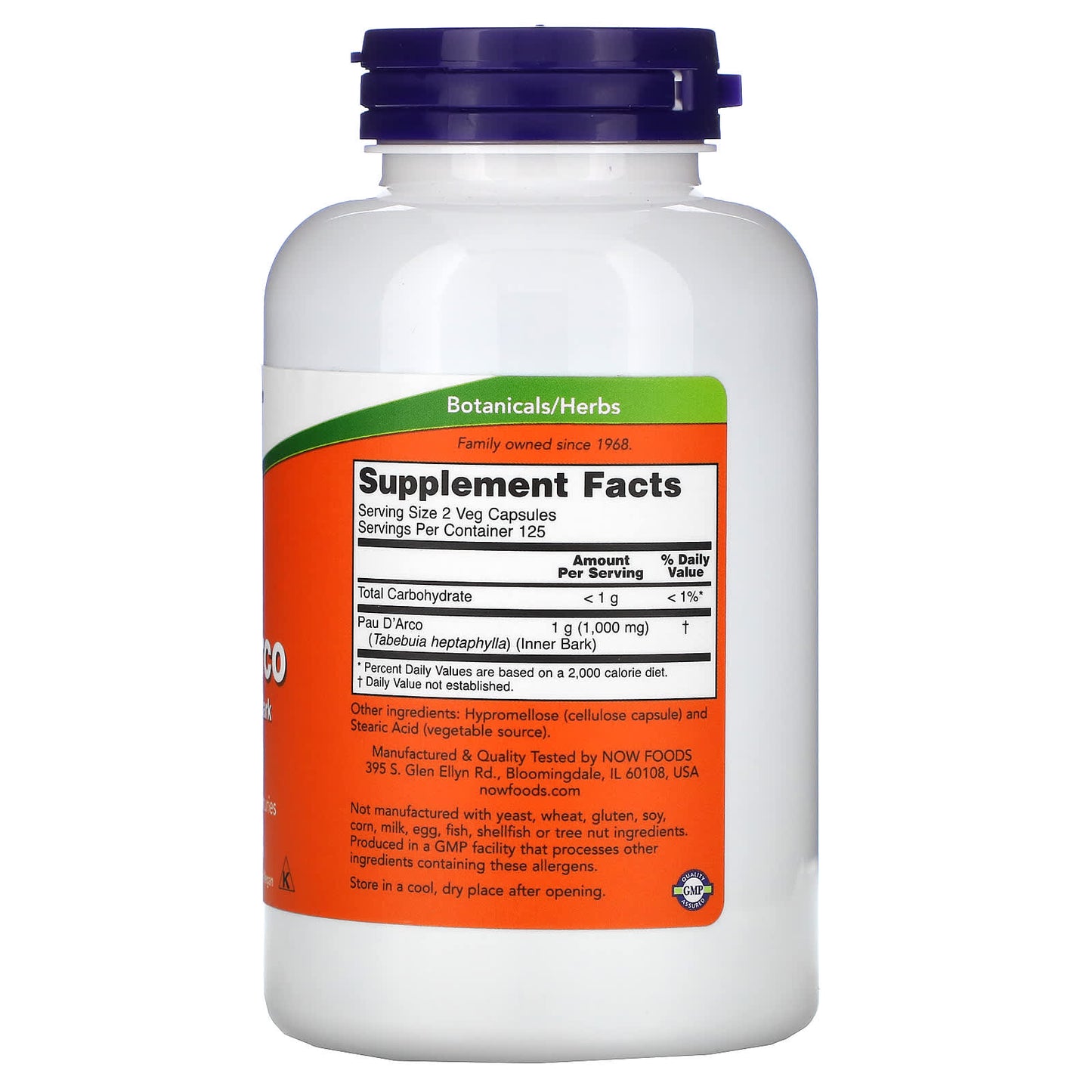 Now Foods, PAU D' ARCO 500mg, 250 Capsules UPC 733739047267 | HiLife Vitamins