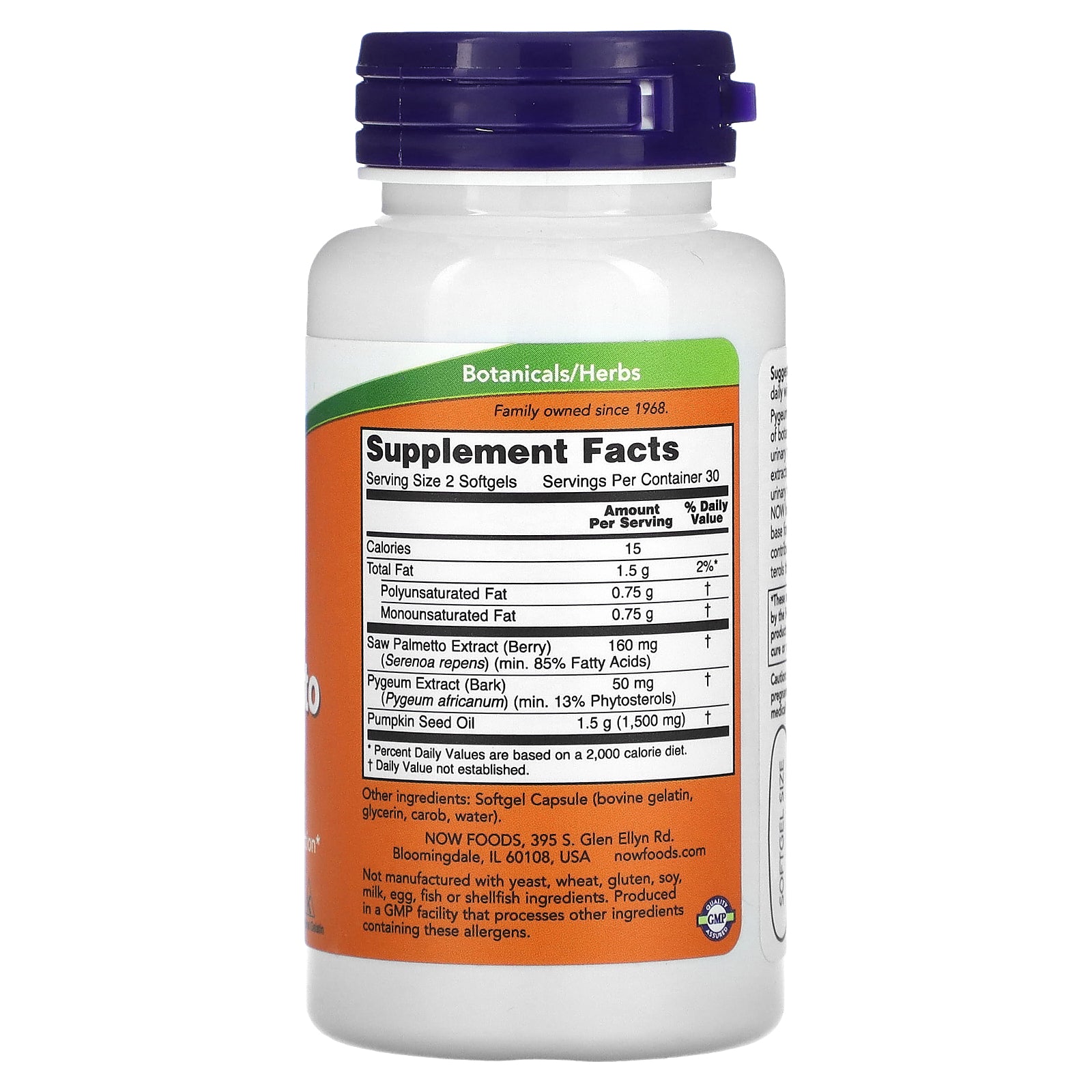 Now Foods, Pygeum & Saw Palmetto, Men’s Health, 60 Softgels UPC 733739047281 | HiLife Vitamins
