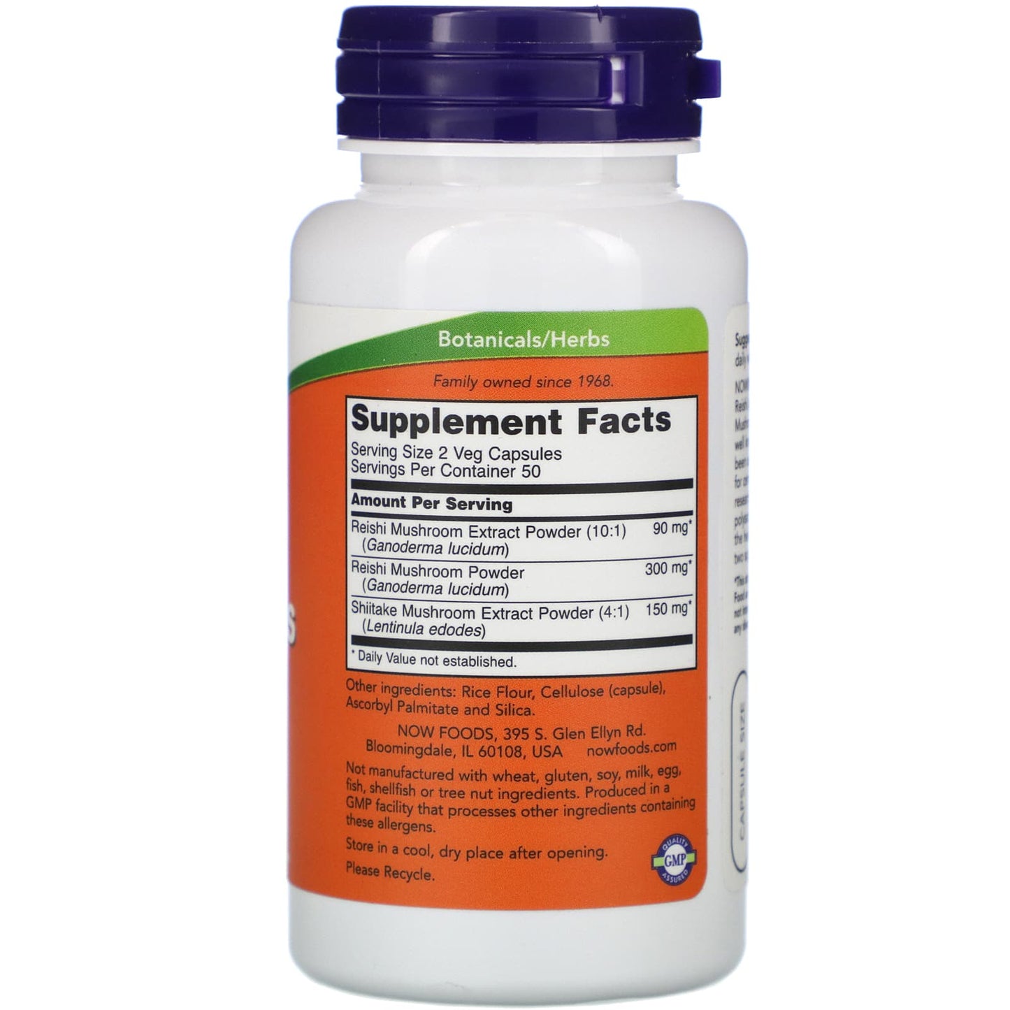 Now Foods, REI-SHI MUSHROOMS 270mg, 100 Capsules UPC 733739047335 | HiLife Vitamins
