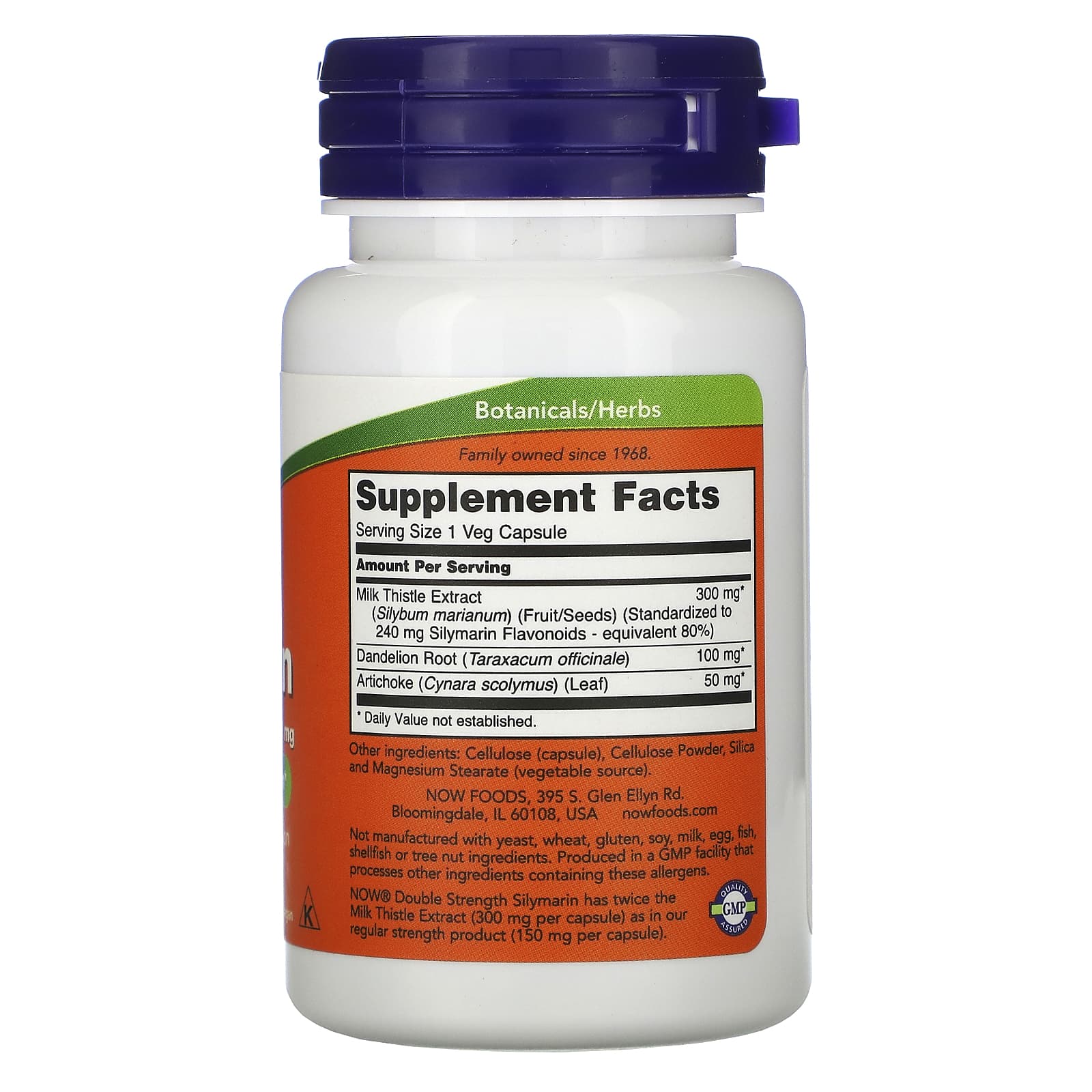 Now Foods, Silymarin 2x 300mg, 50 Vegetarian Capsules UPC 733739047380 | HiLife Vitamins