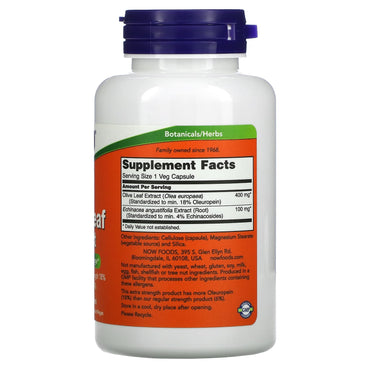Now Foods, Olive Leaf Ext 18% New, 100 Vegetarian Capsules UPC 733739047465 | HiLife Vitamins