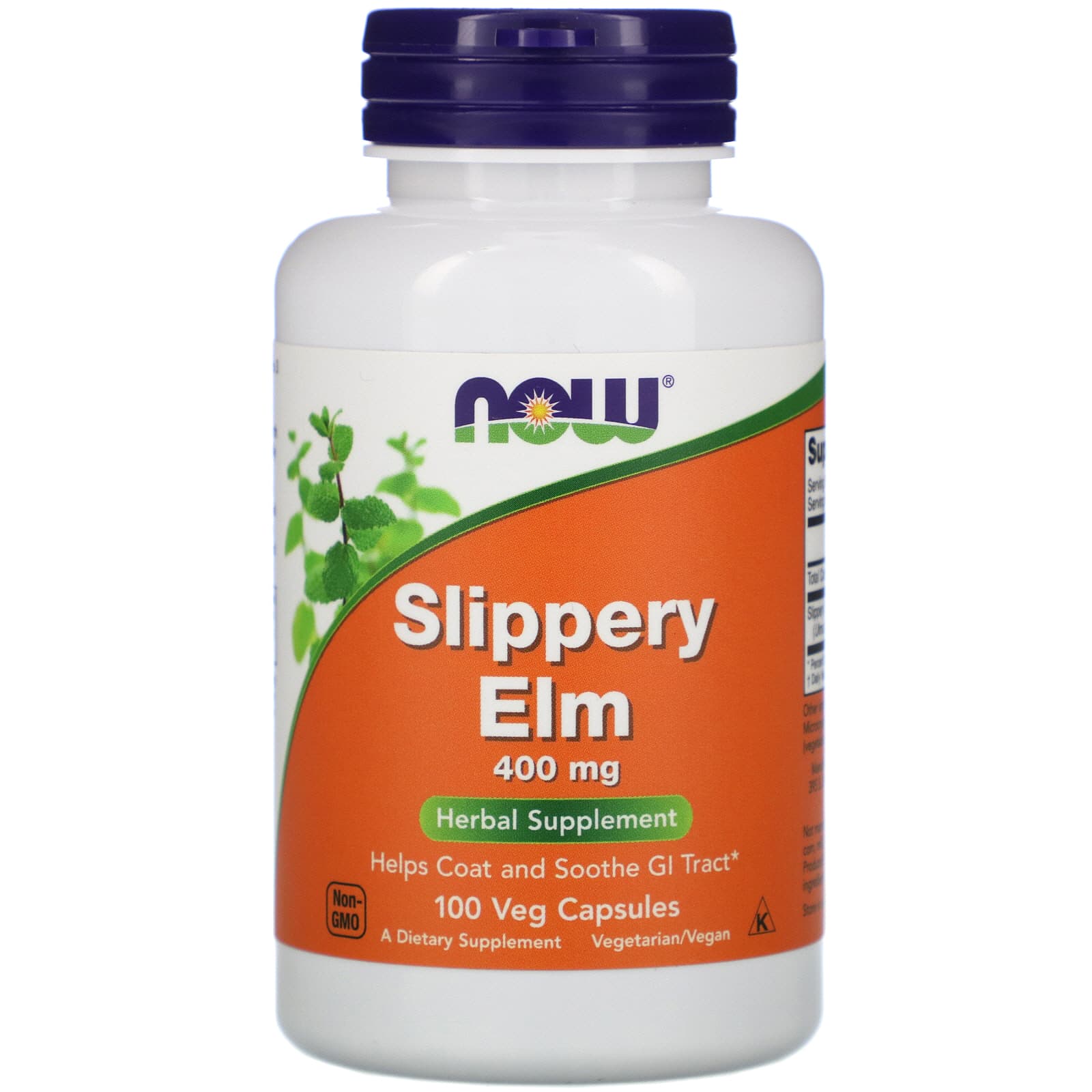 Now Foods, SLIPPERY ELM 400mg, 100 Capsules UPC 733739047502 | HiLife Vitamins