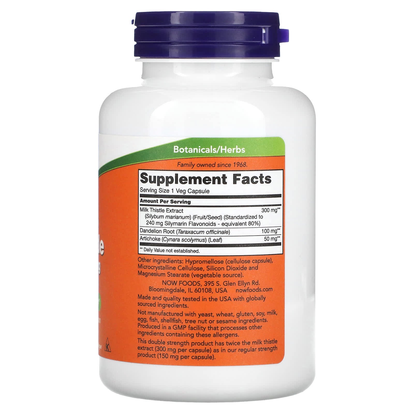 Now Foods, Milk Thistle Extract, 300 mg, 200 Veg Capsules UPC 733739047533 | HiLife Vitamins