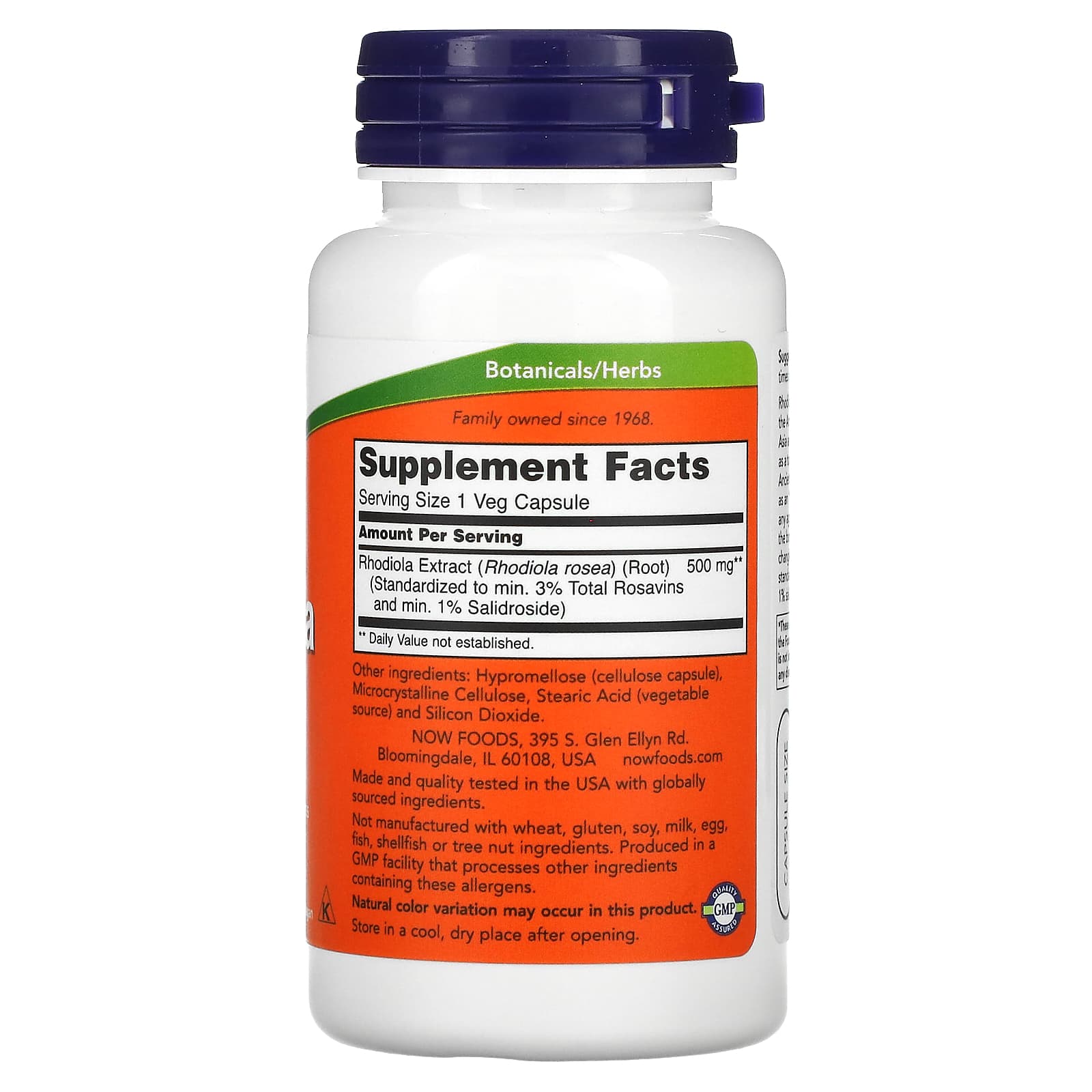 Now Foods, Rhodiola 500 mg Extract, 60 Veg Capsules UPC 733739047540 | HiLife Vitamins