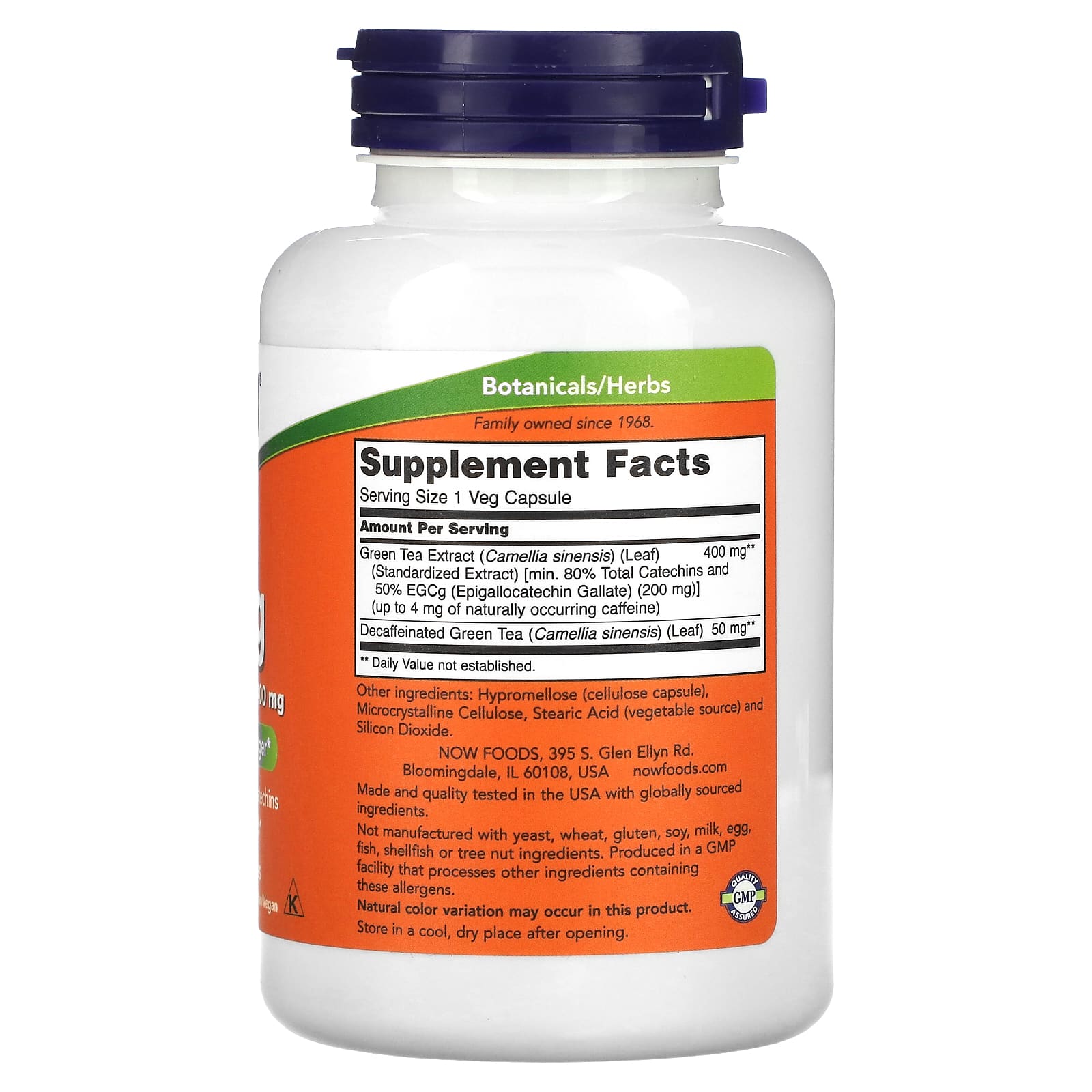 Now Foods, EGCg, Green Tea Extract, 400 mg, 180 Veg Capsules UPC 733739047571 | HiLife Vitamins