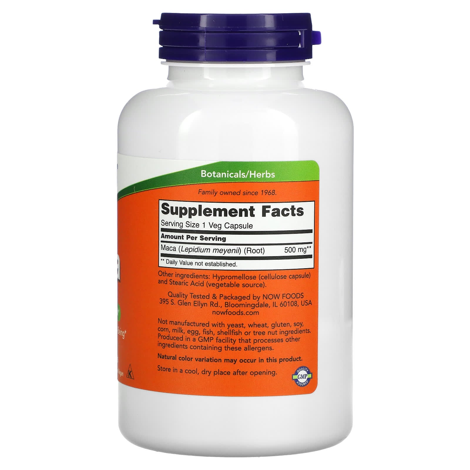 Now Foods, Maca, 500 mg, 250 Capsules UPC 733739047625 | HiLife Vitamins