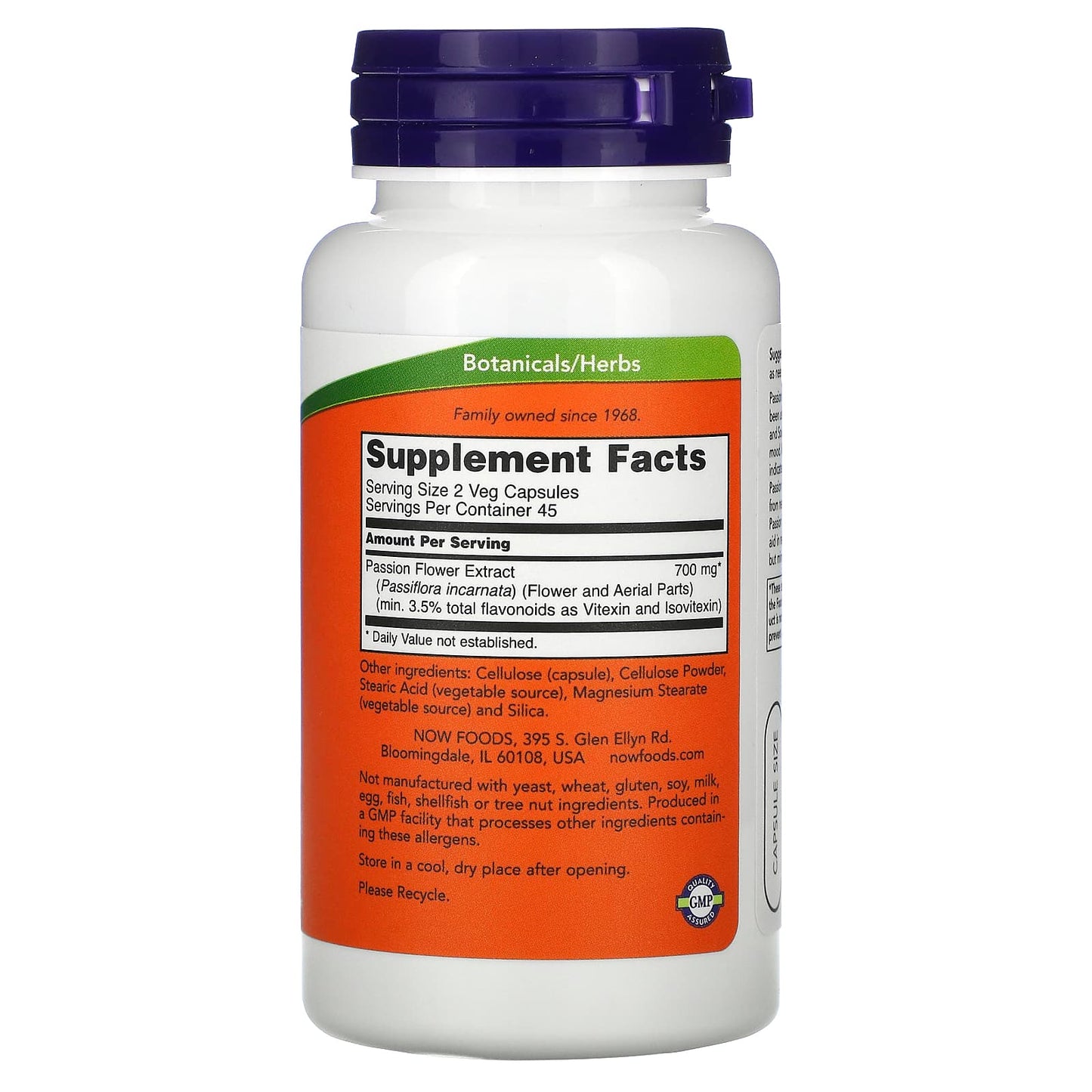 Now Foods, Passionflower 3.5% Extract 350 mg, 90 Vegetarian Capsules UPC 733739047632 | HiLife Vitamins