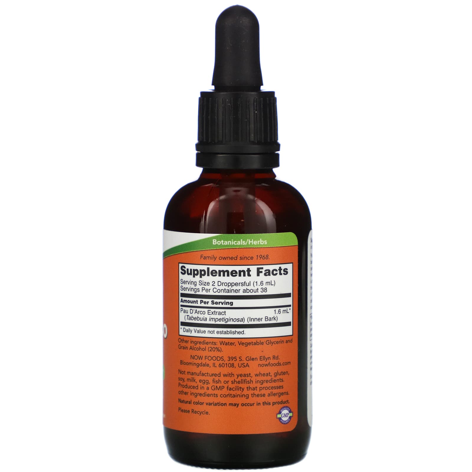 Now Foods, Pau D' Arco Extract, 2 OZ OZ UPC 733739049100 | HiLife Vitamins