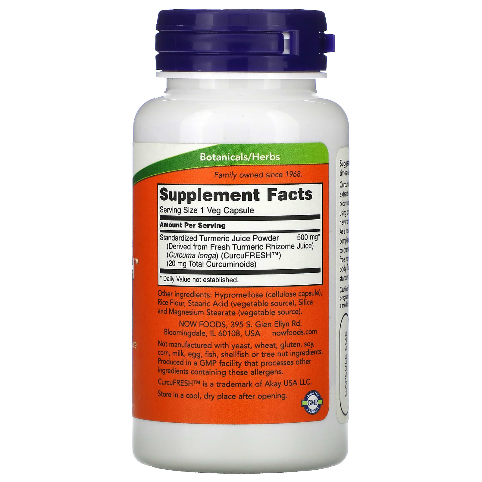 Now Foods, Curcufresh(Tm) 500mg, 60 Veg Capsules UPC 733739049377 | HiLife Vitamins