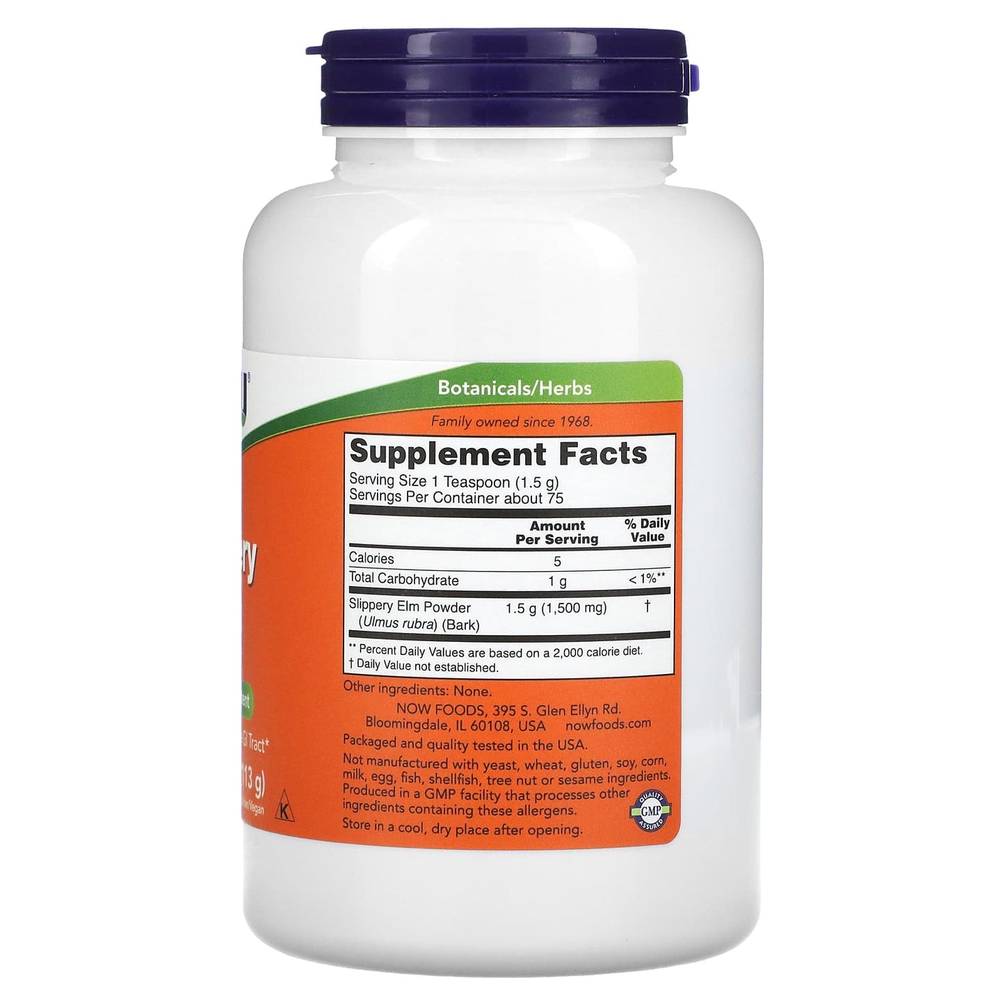 Now Foods, Slippery Elm Powder, 4 oz UPC 733739050601 | HiLife Vitamins