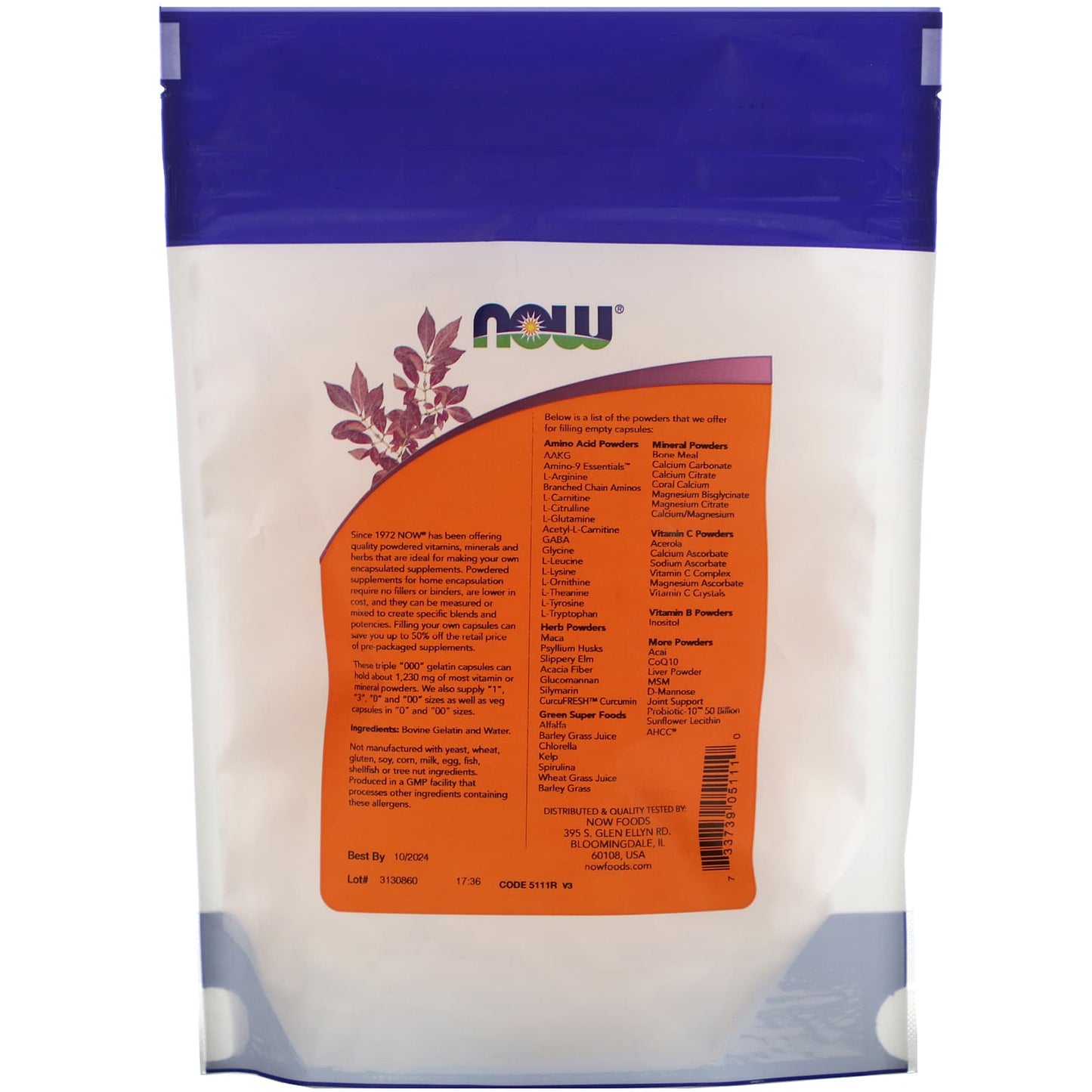 Now Foods, GEL '000', 200 Capsules UPC 733739051110 | HiLife Vitamins